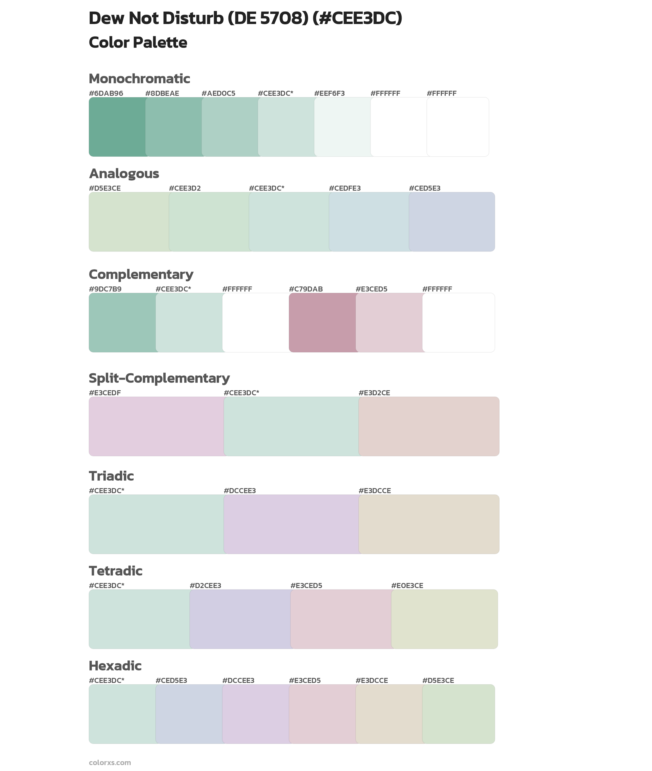 Dew Not Disturb (DE 5708) Color Scheme Palettes