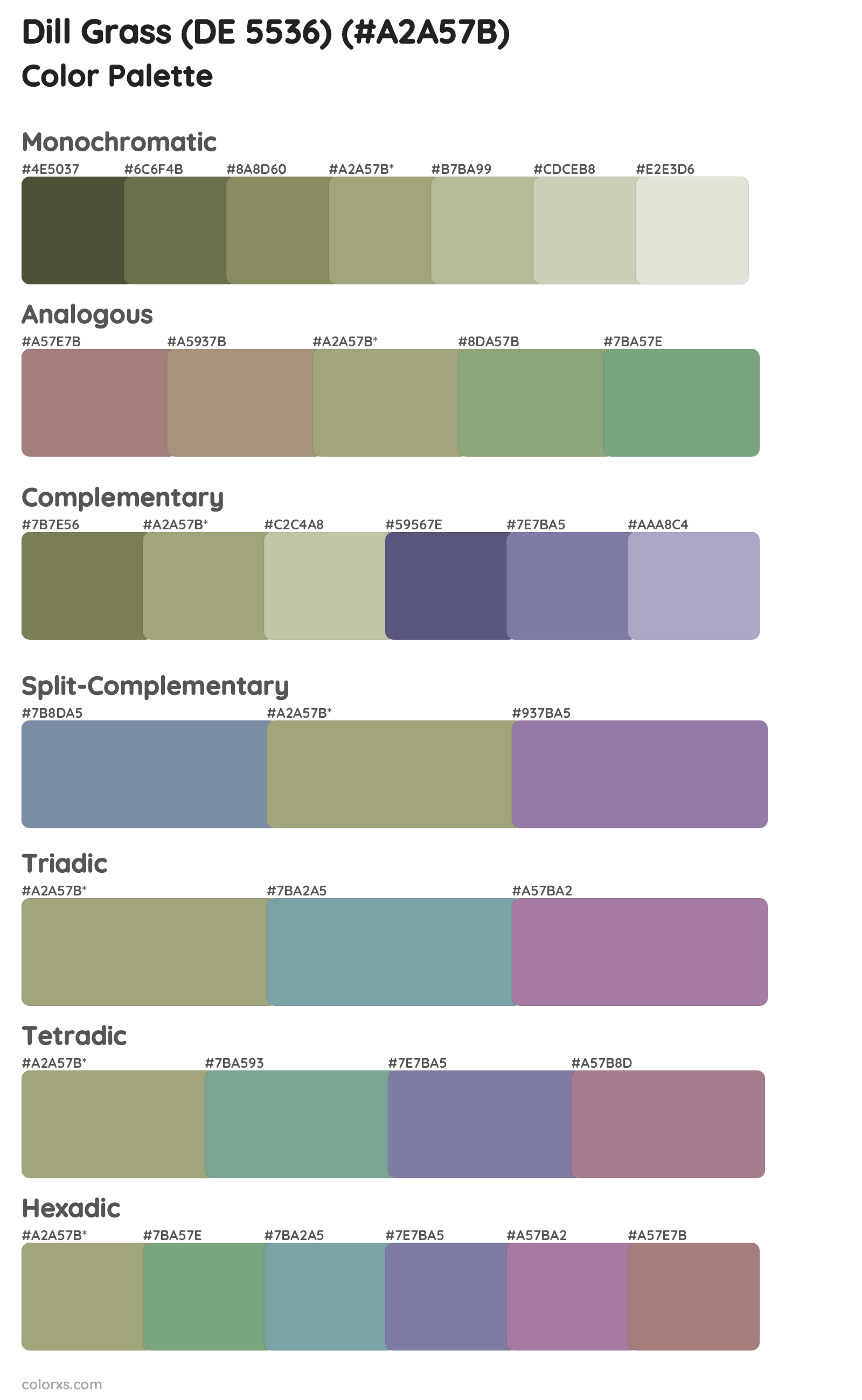 Dill Grass (DE 5536) Color Scheme Palettes