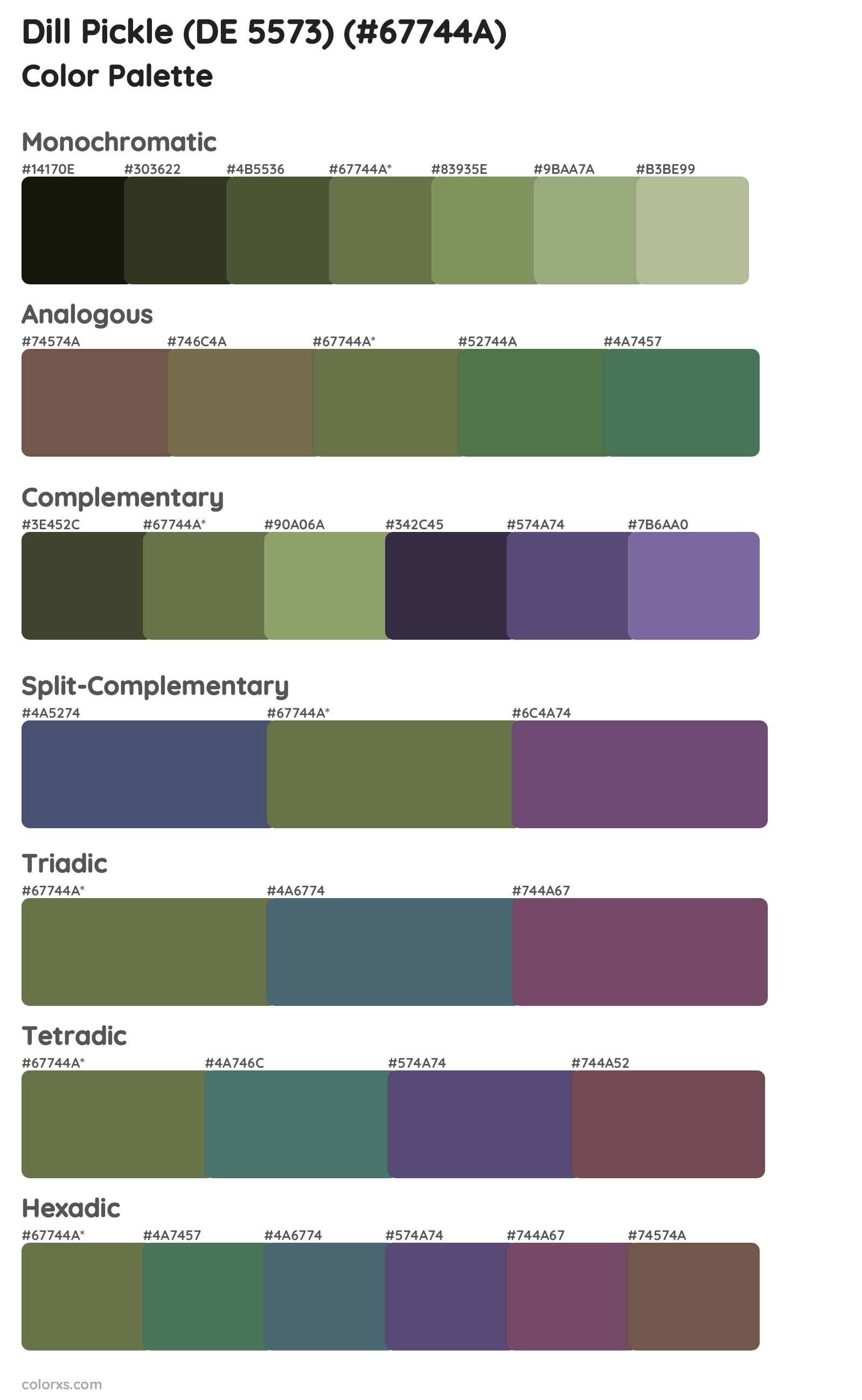 Dill Pickle (DE 5573) Color Scheme Palettes