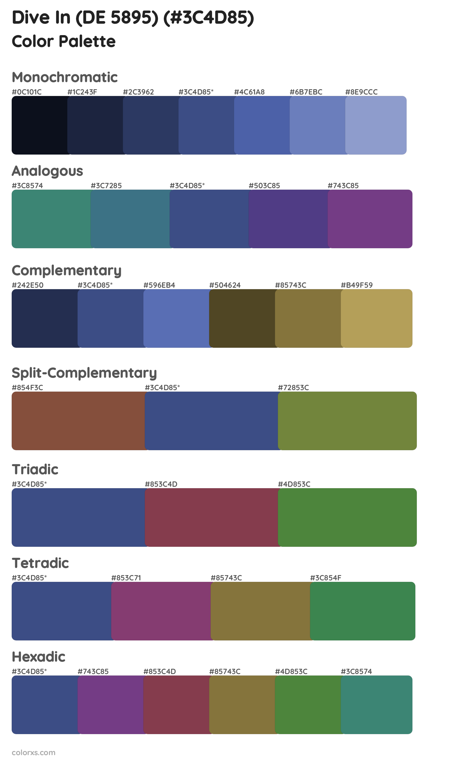 Dive In (DE 5895) Color Scheme Palettes