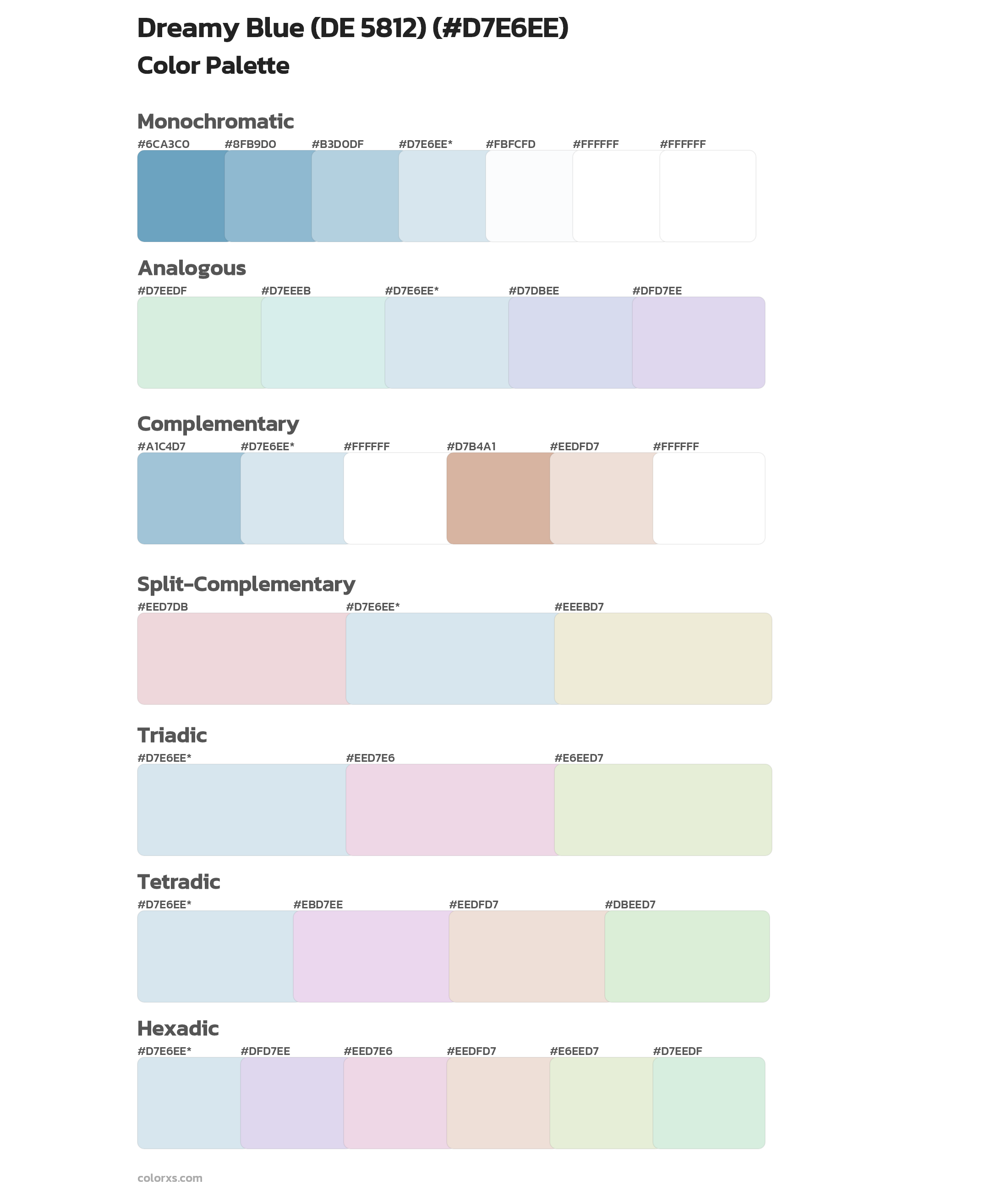 Dreamy Blue (DE 5812) Color Scheme Palettes