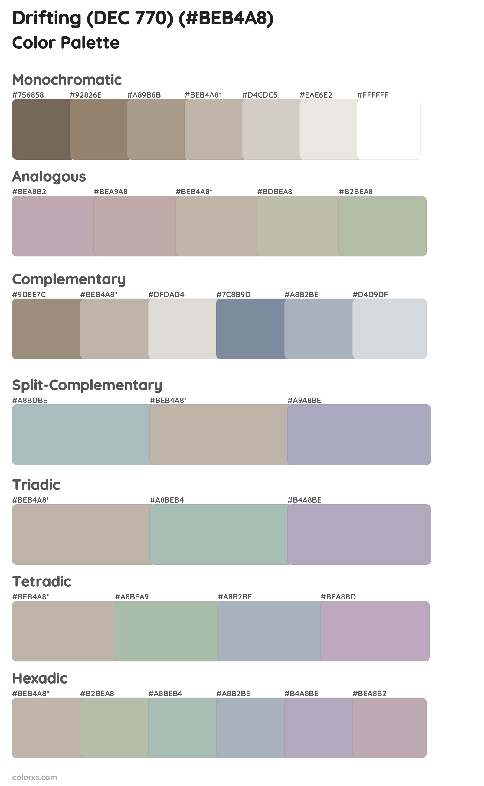 Drifting (DEC 770) Color Scheme Palettes