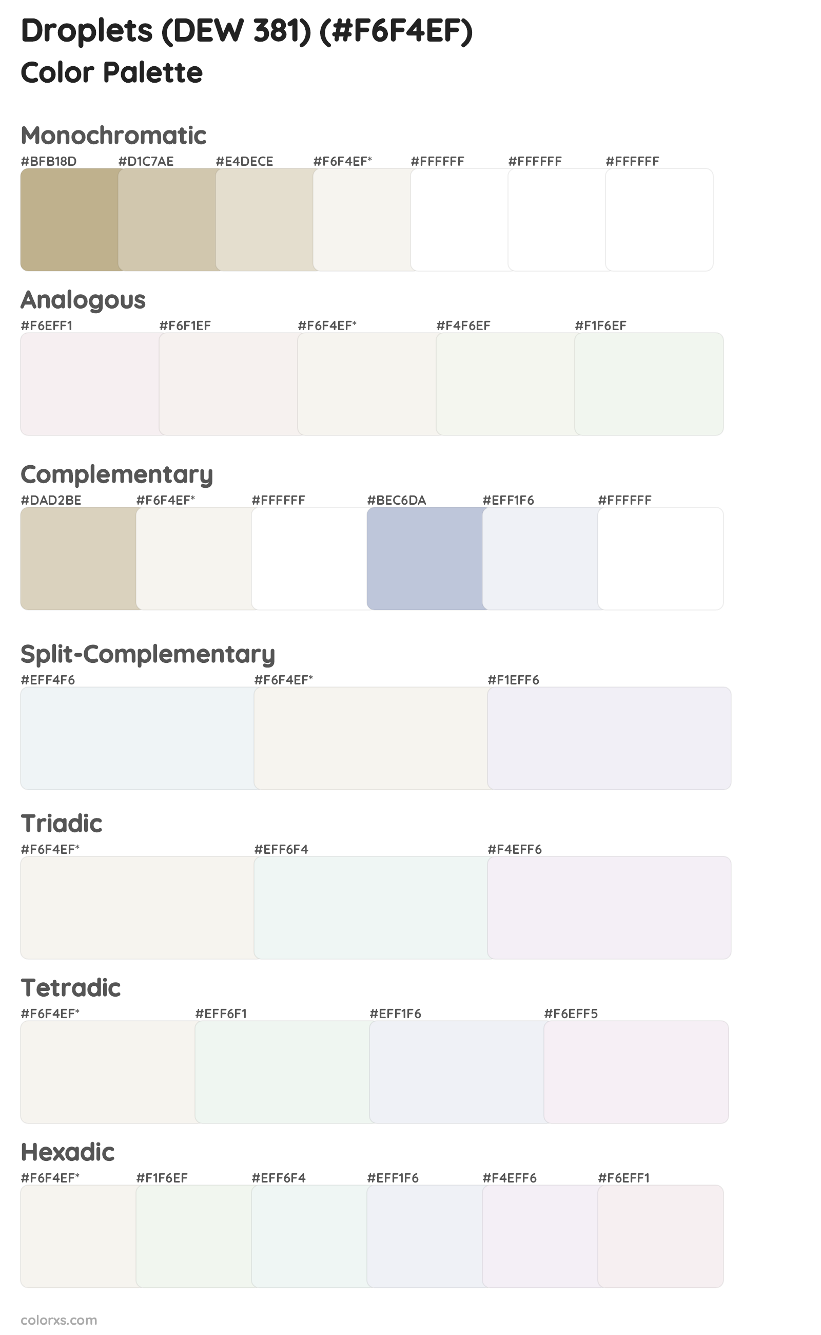 Droplets (DEW 381) Color Scheme Palettes
