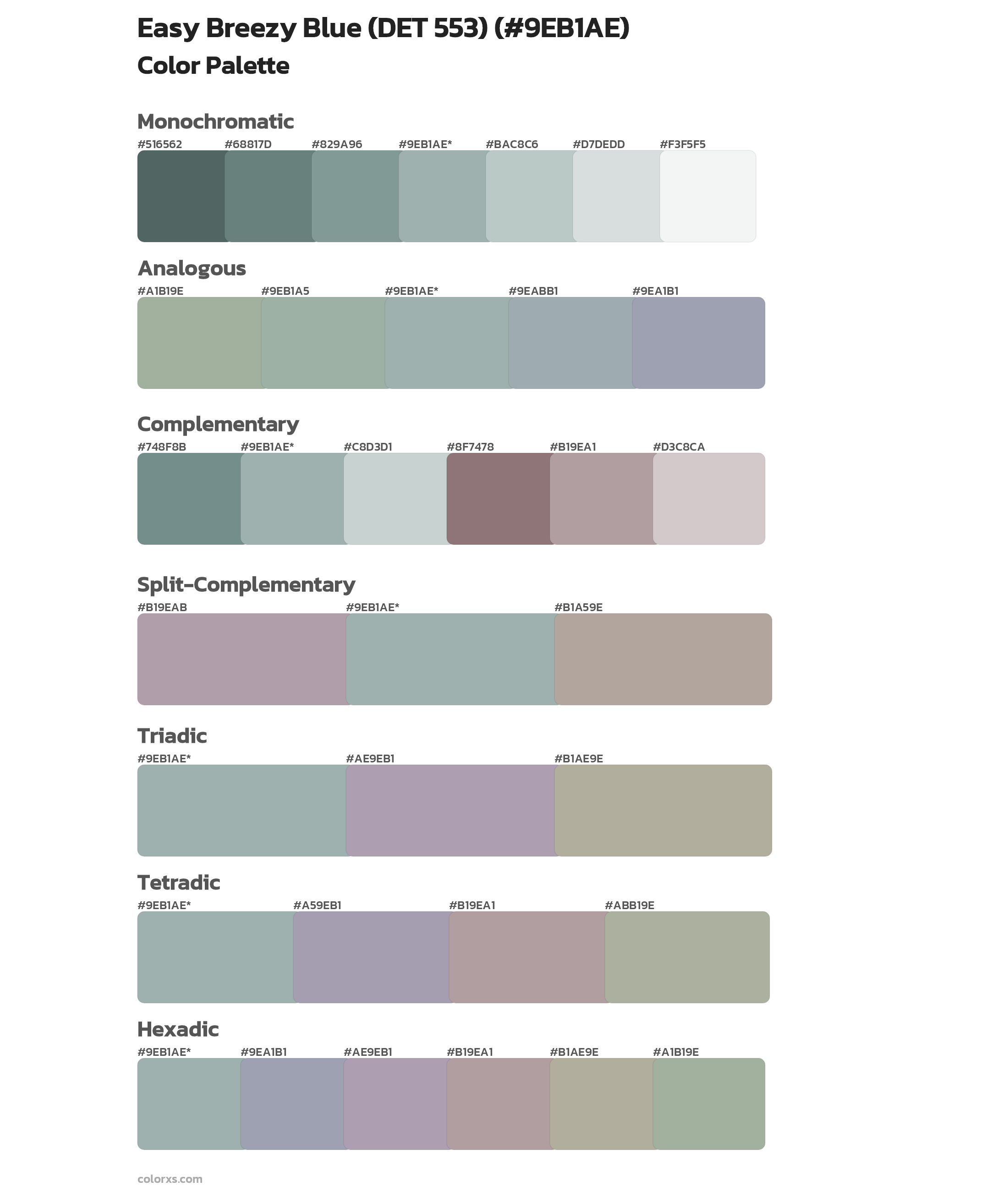 Easy Breezy Blue (DET 553) Color Scheme Palettes