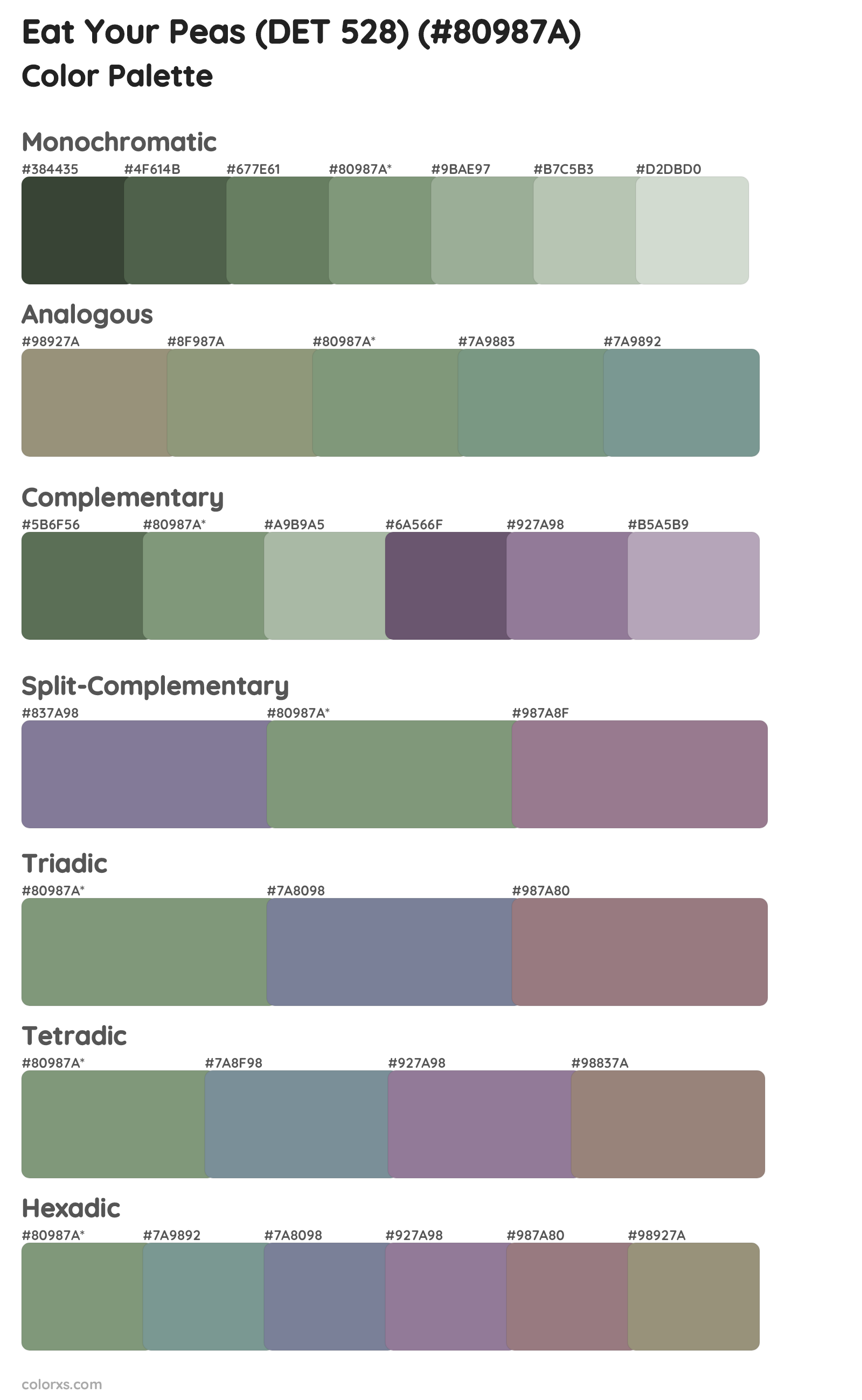 Eat Your Peas (DET 528) Color Scheme Palettes