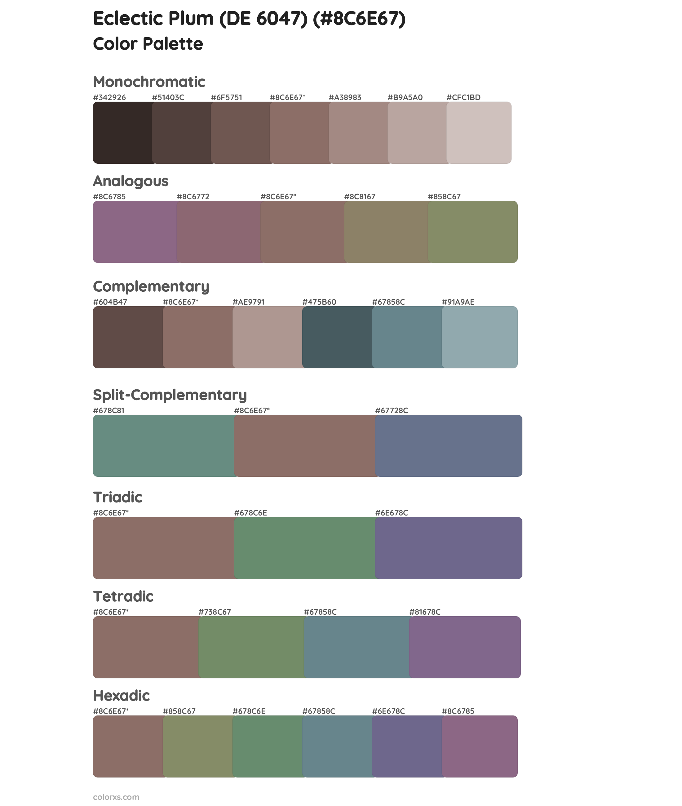 Eclectic Plum (DE 6047) Color Scheme Palettes