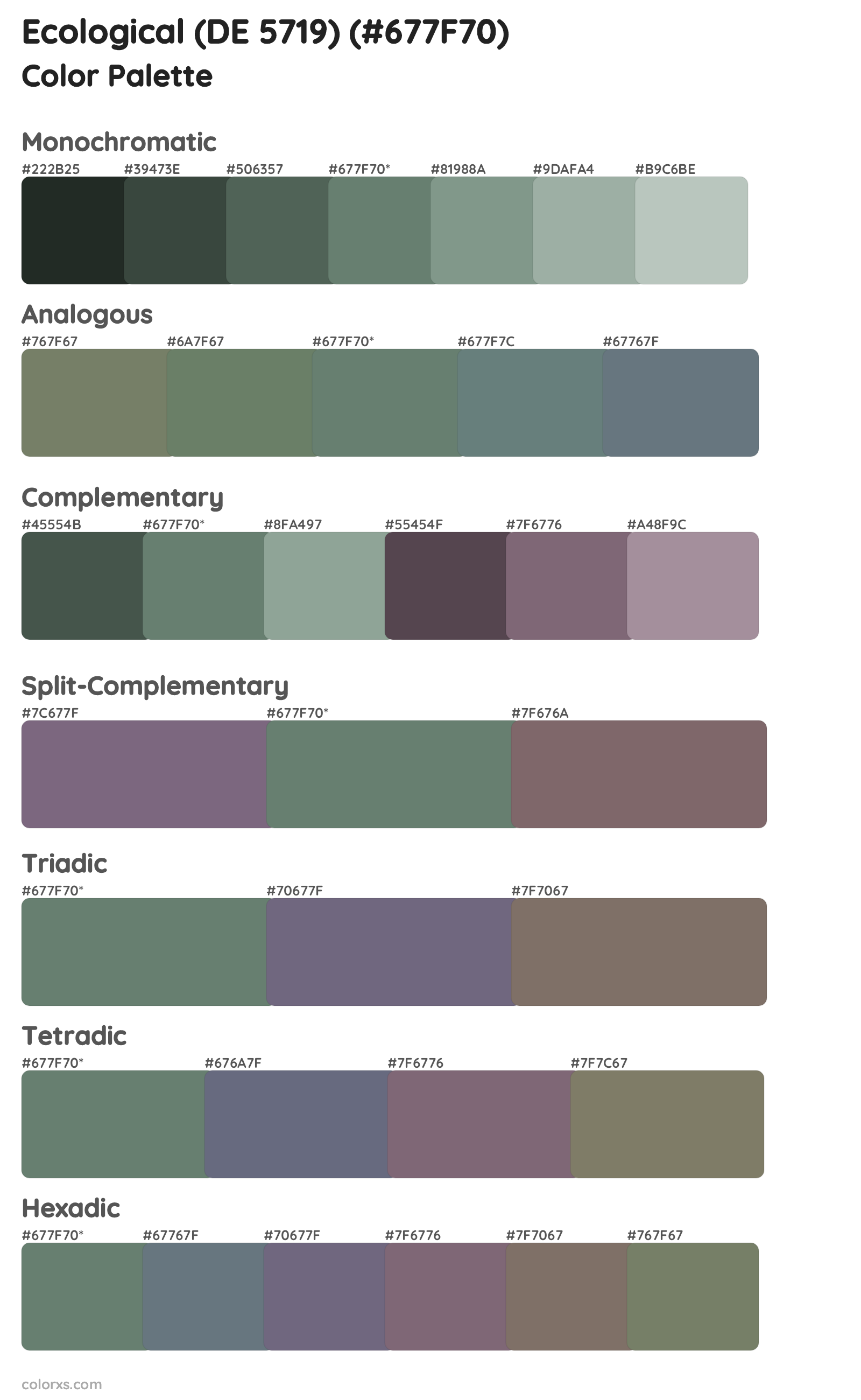 Ecological (DE 5719) Color Scheme Palettes