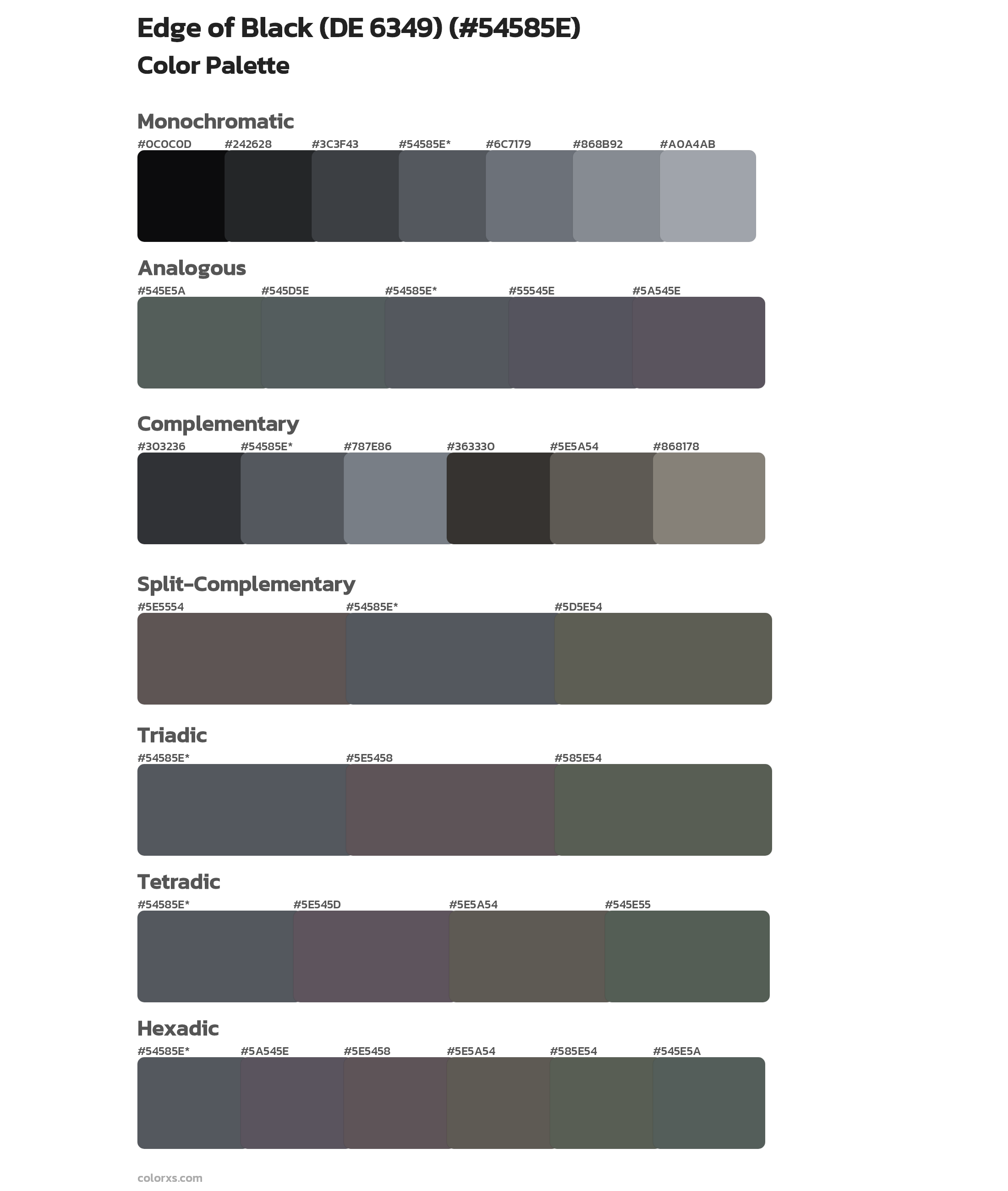 Edge of Black (DE 6349) Color Scheme Palettes