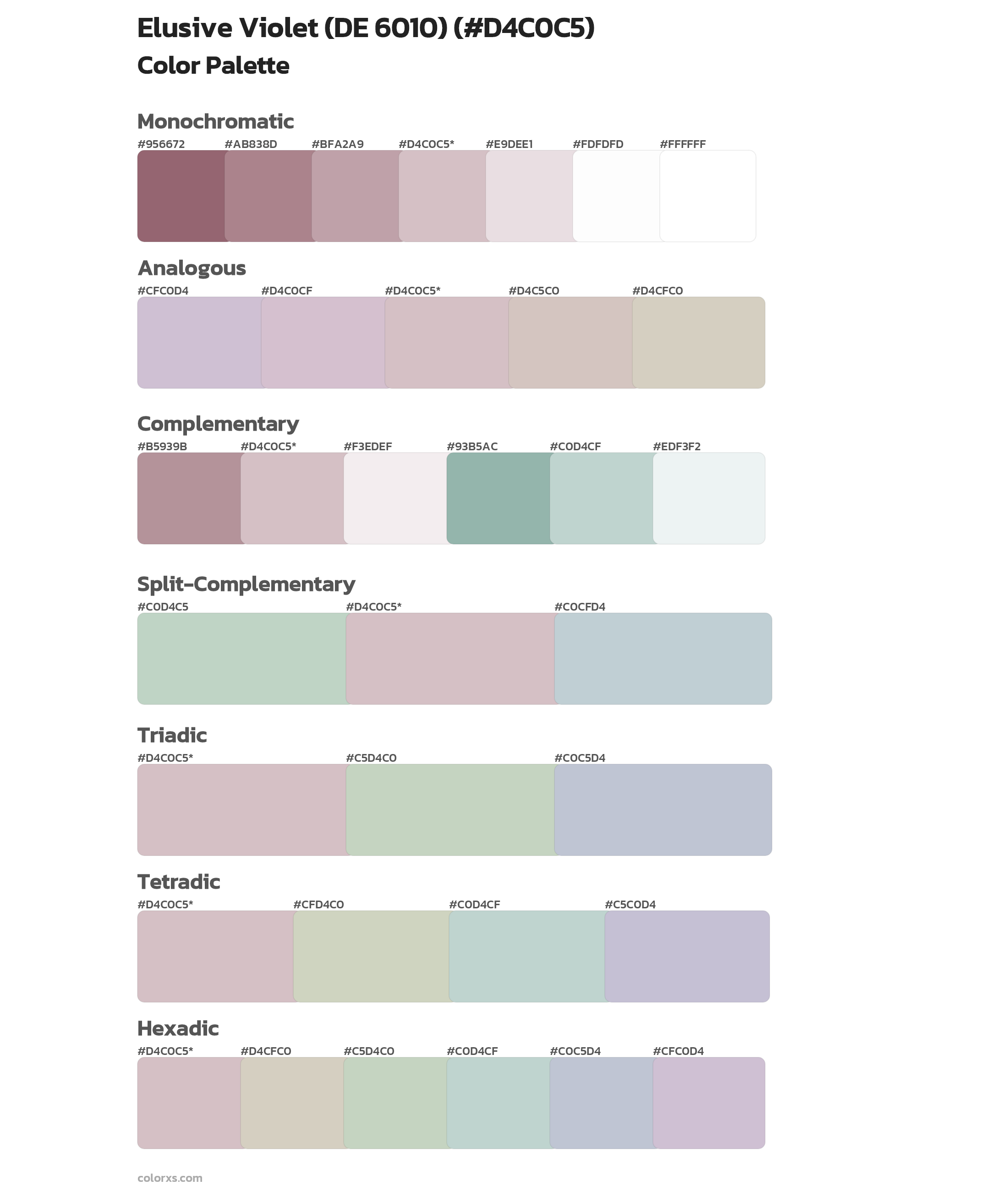 Elusive Violet (DE 6010) Color Scheme Palettes