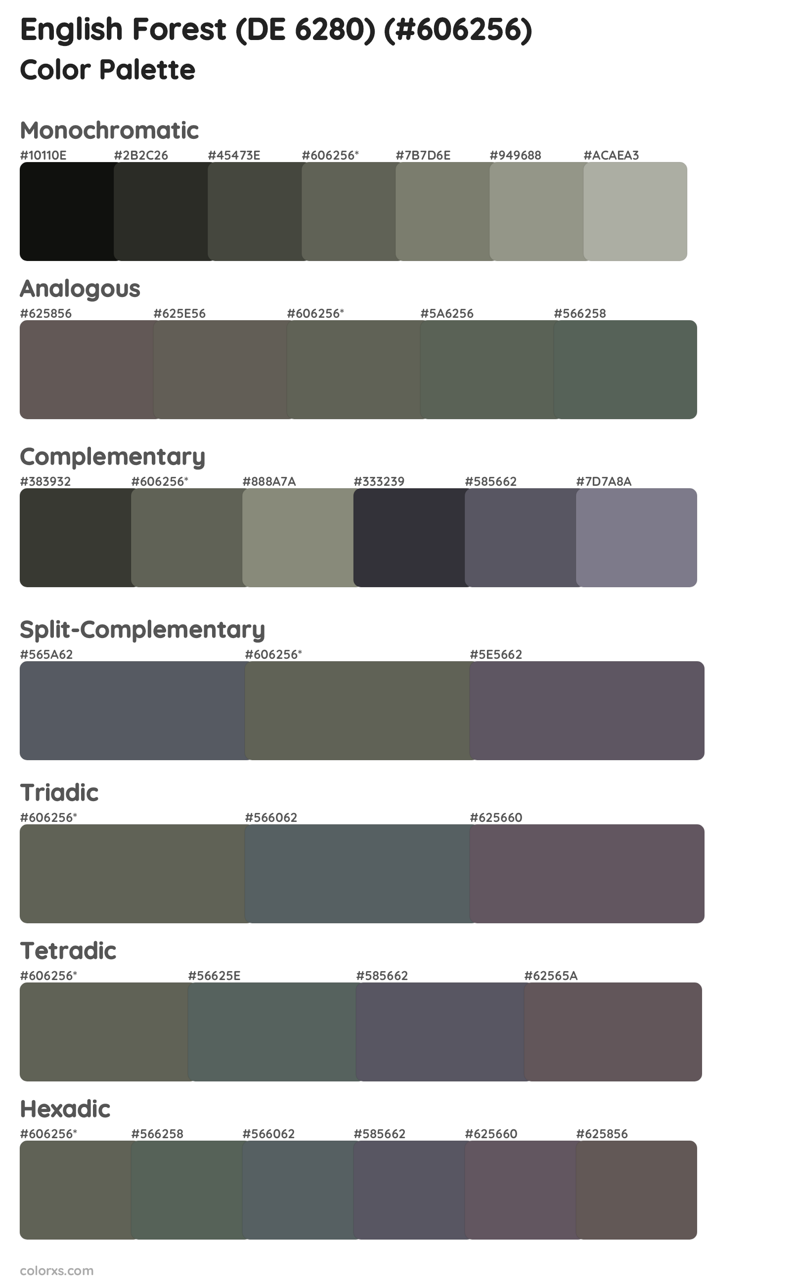 English Forest (DE 6280) Color Scheme Palettes