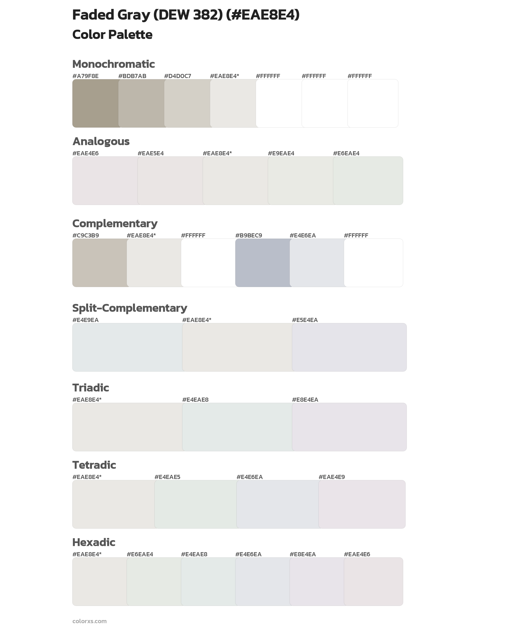 Faded Gray (DEW 382) Color Scheme Palettes