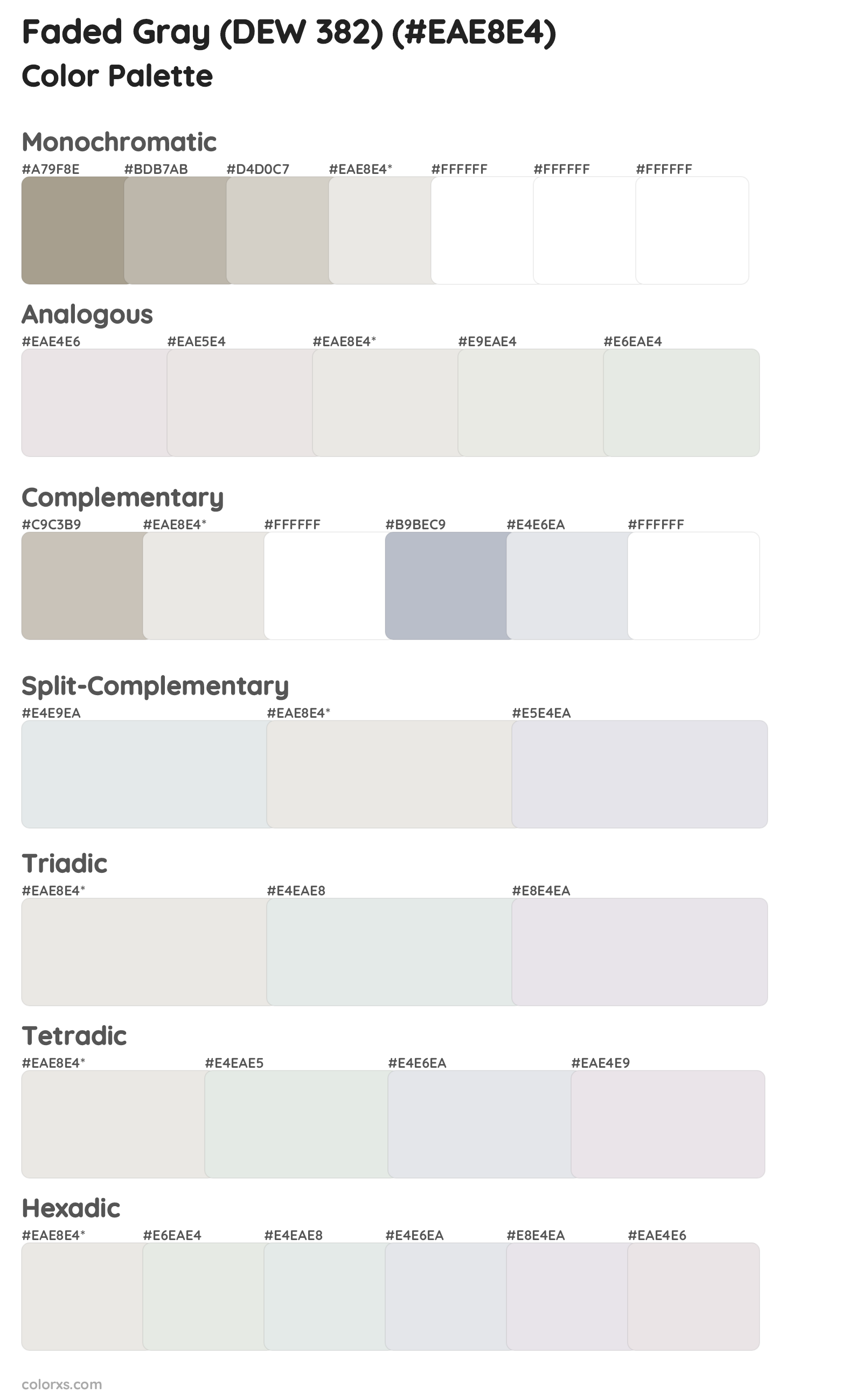 Faded Gray (DEW 382) Color Scheme Palettes