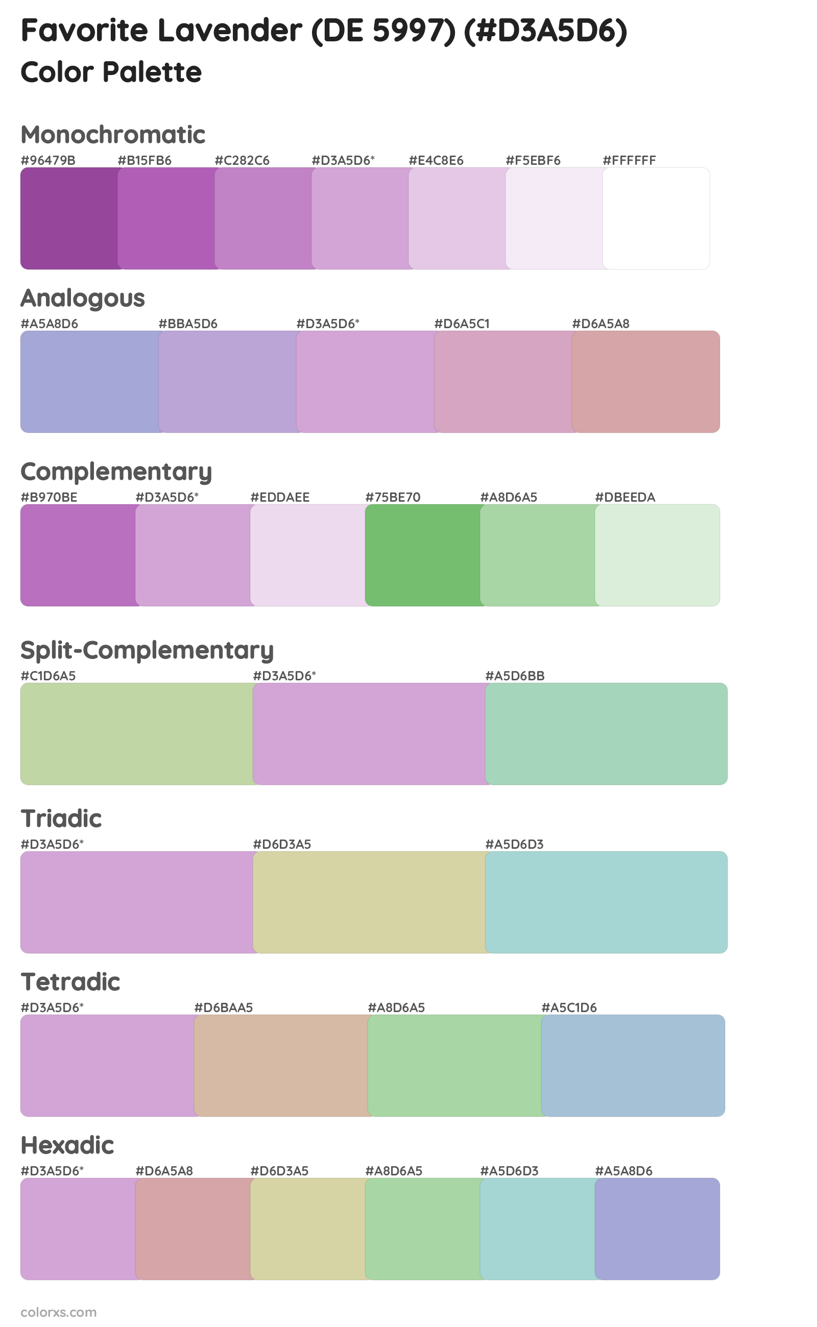Favorite Lavender (DE 5997) Color Scheme Palettes