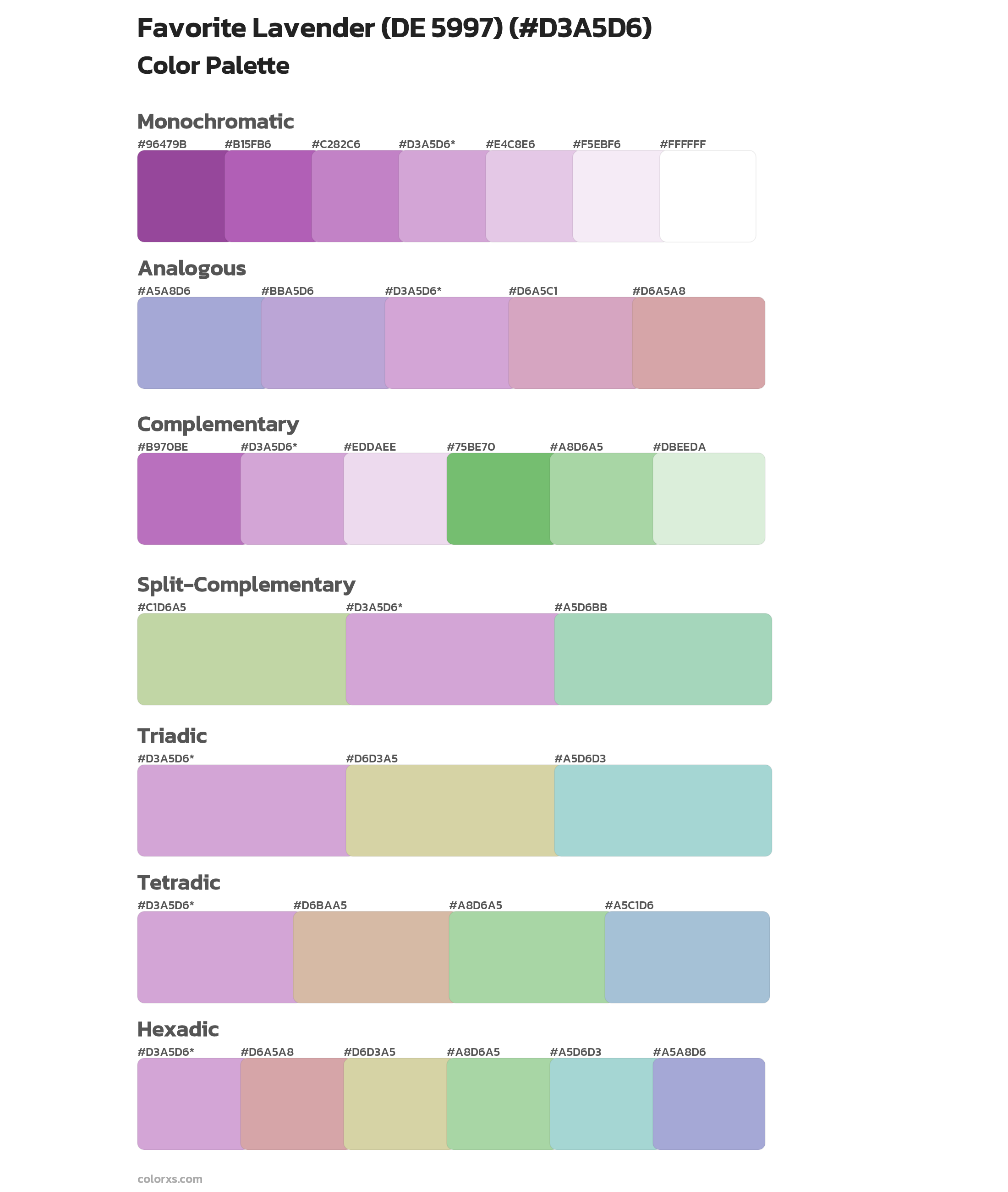 Favorite Lavender (DE 5997) Color Scheme Palettes
