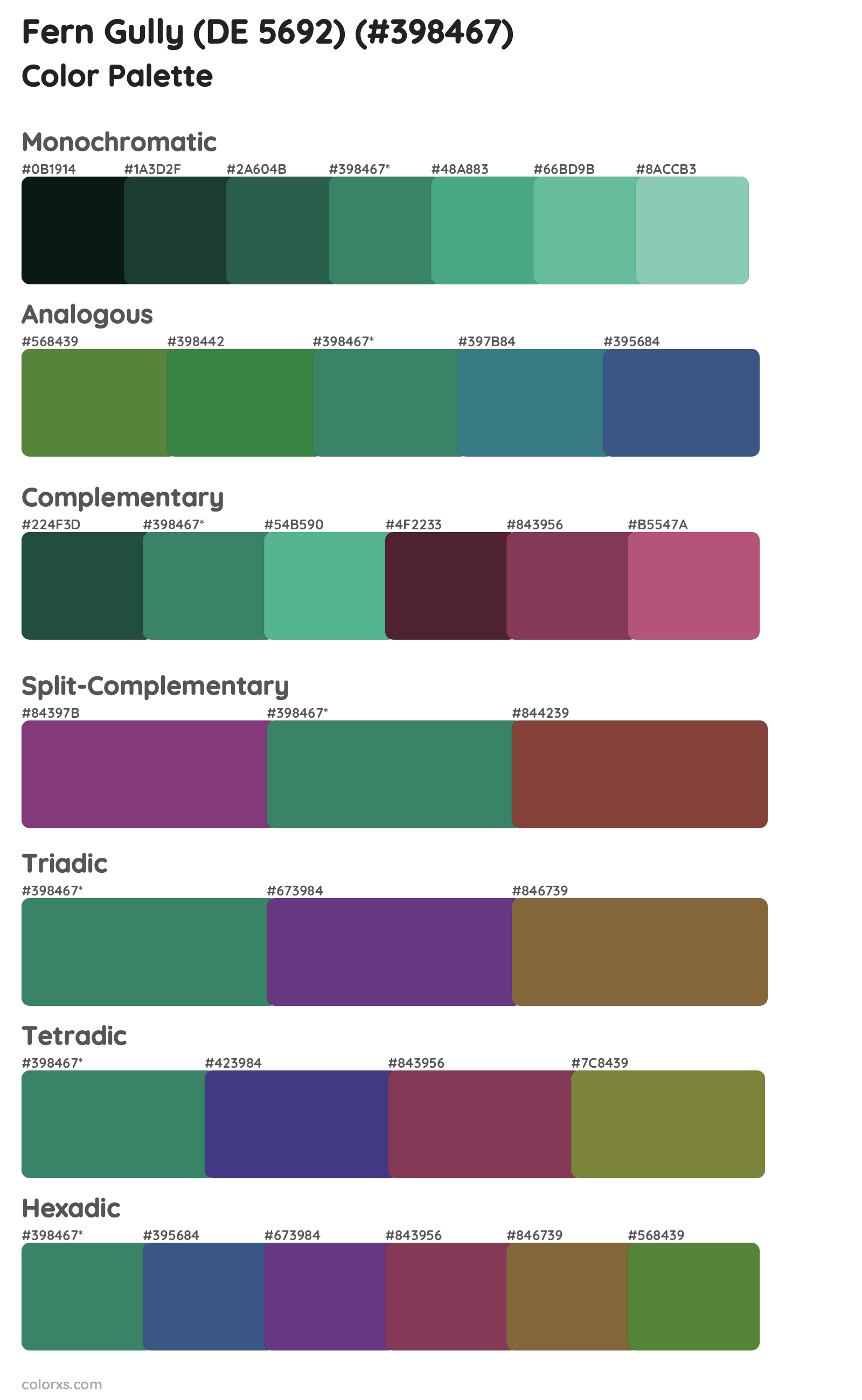 Fern Gully (DE 5692) Color Scheme Palettes