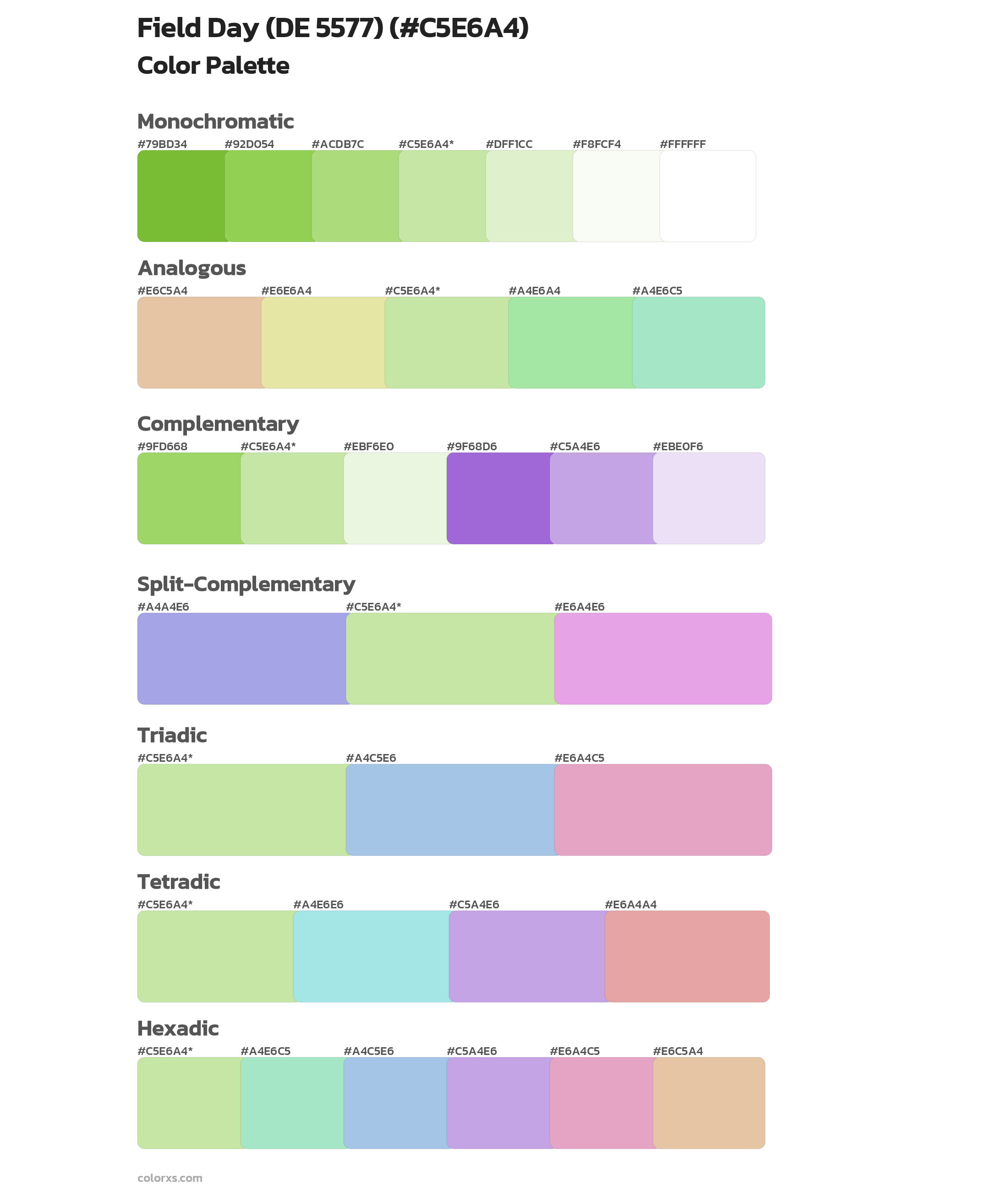 Field Day (DE 5577) Color Scheme Palettes