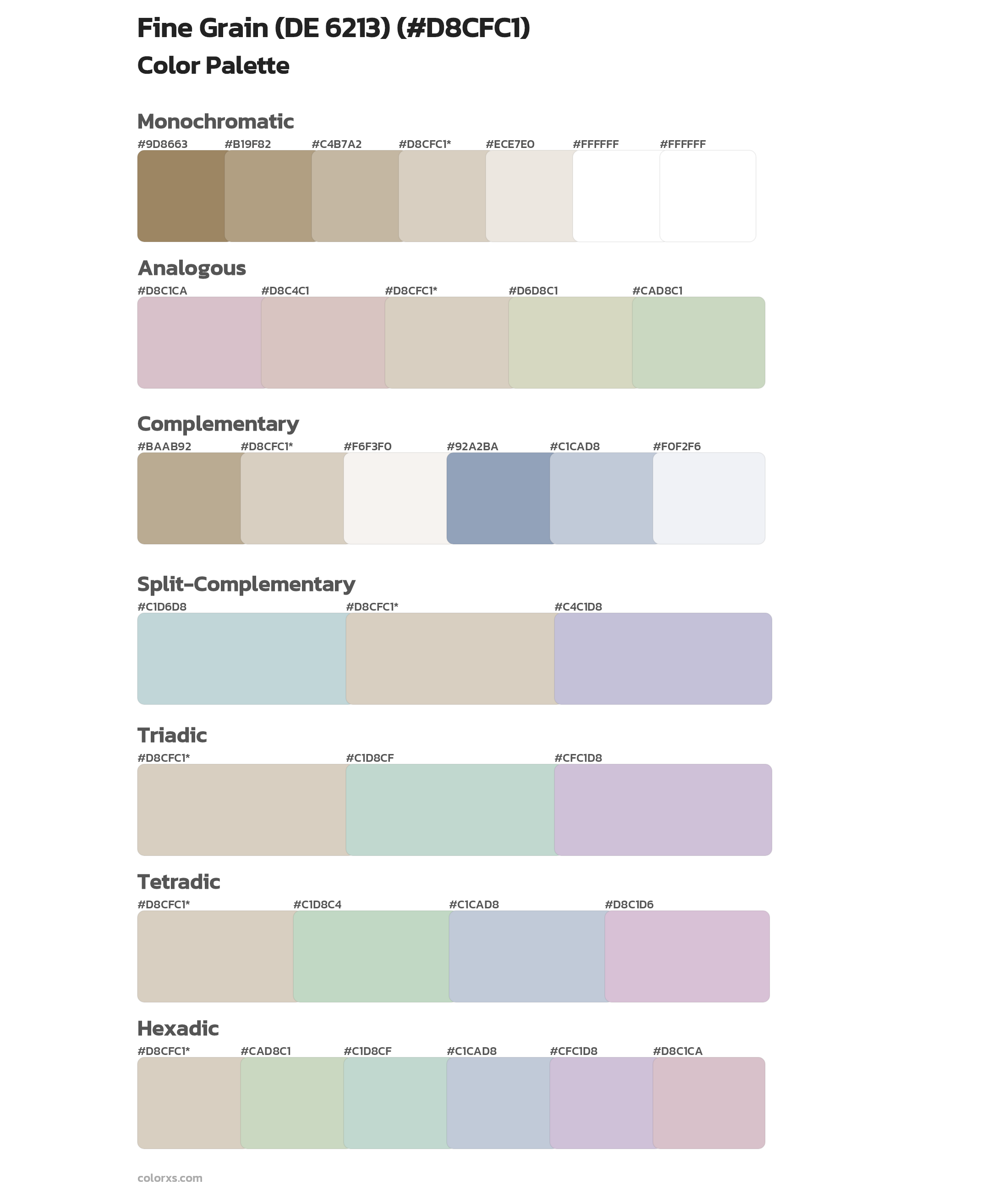 Fine Grain (DE 6213) Color Scheme Palettes