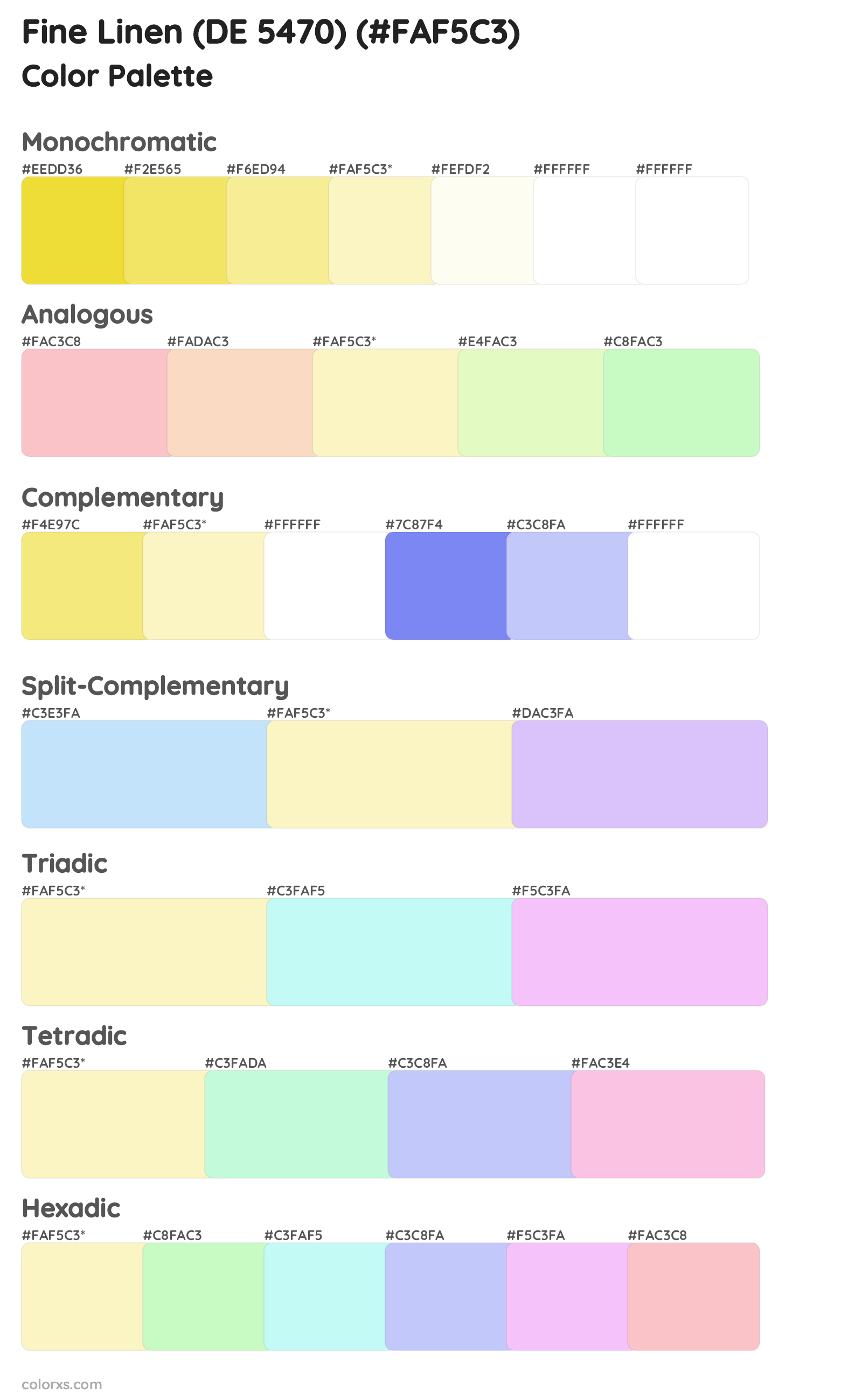 Fine Linen (DE 5470) Color Scheme Palettes