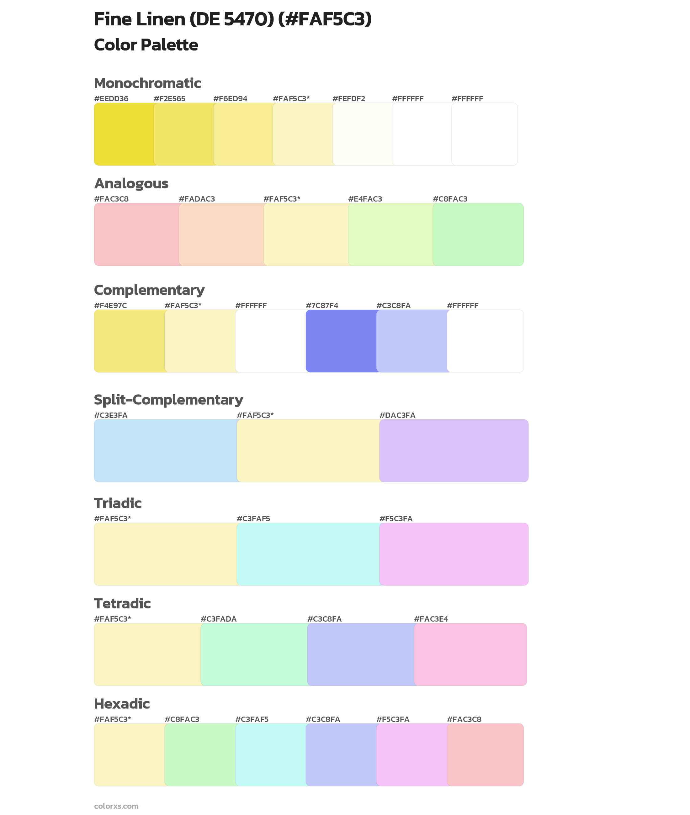 Fine Linen (DE 5470) Color Scheme Palettes