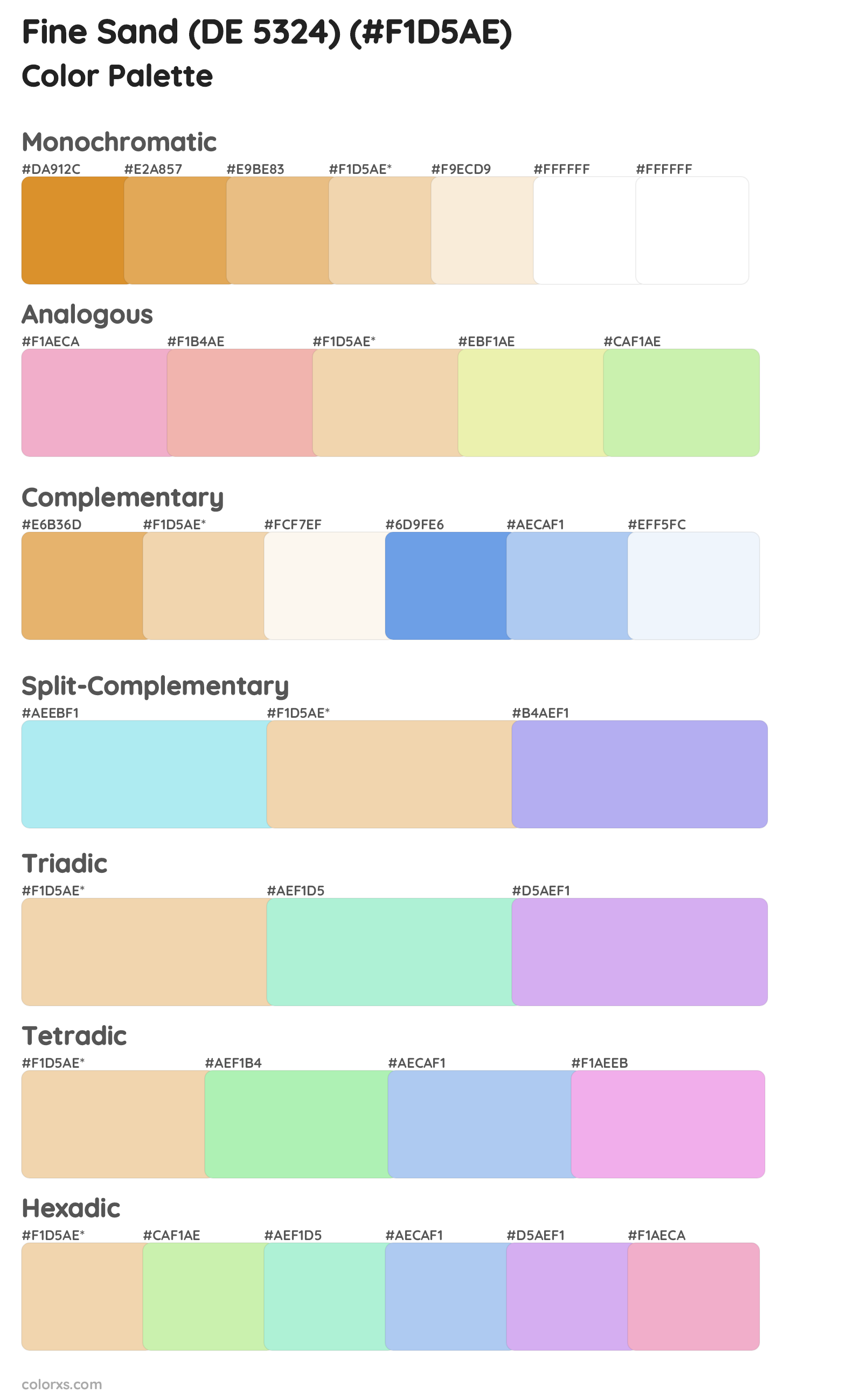 Fine Sand (DE 5324) Color Scheme Palettes