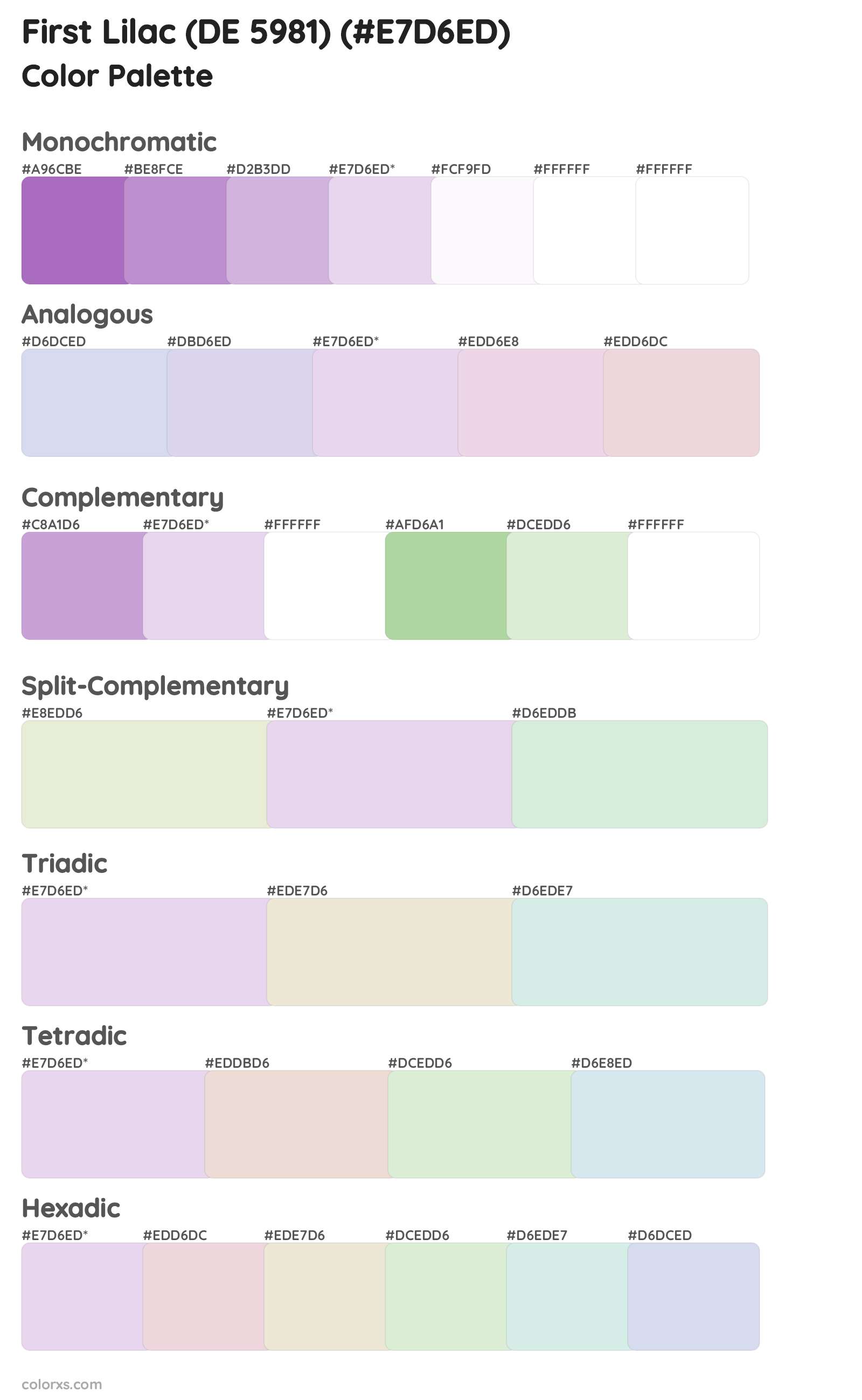 First Lilac (DE 5981) Color Scheme Palettes