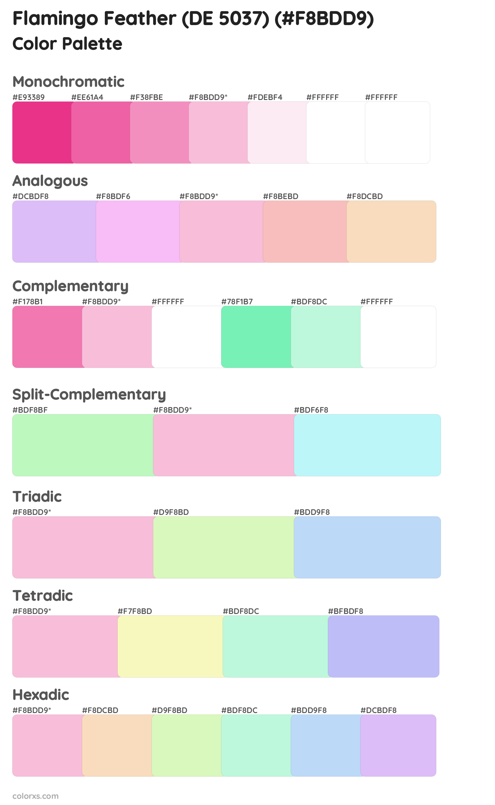 Flamingo Feather (DE 5037) Color Scheme Palettes
