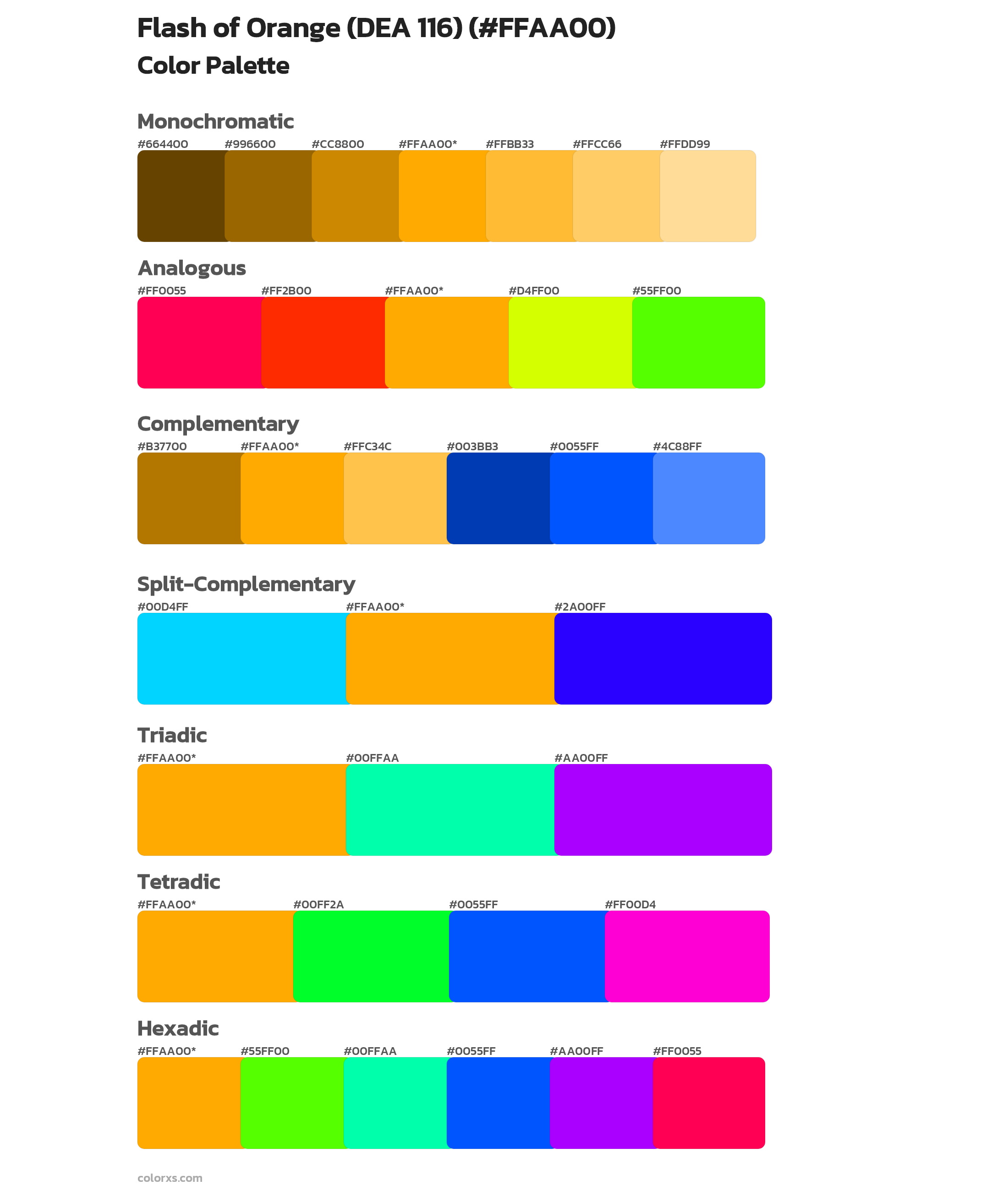 Flash of Orange (DEA 116) Color Scheme Palettes