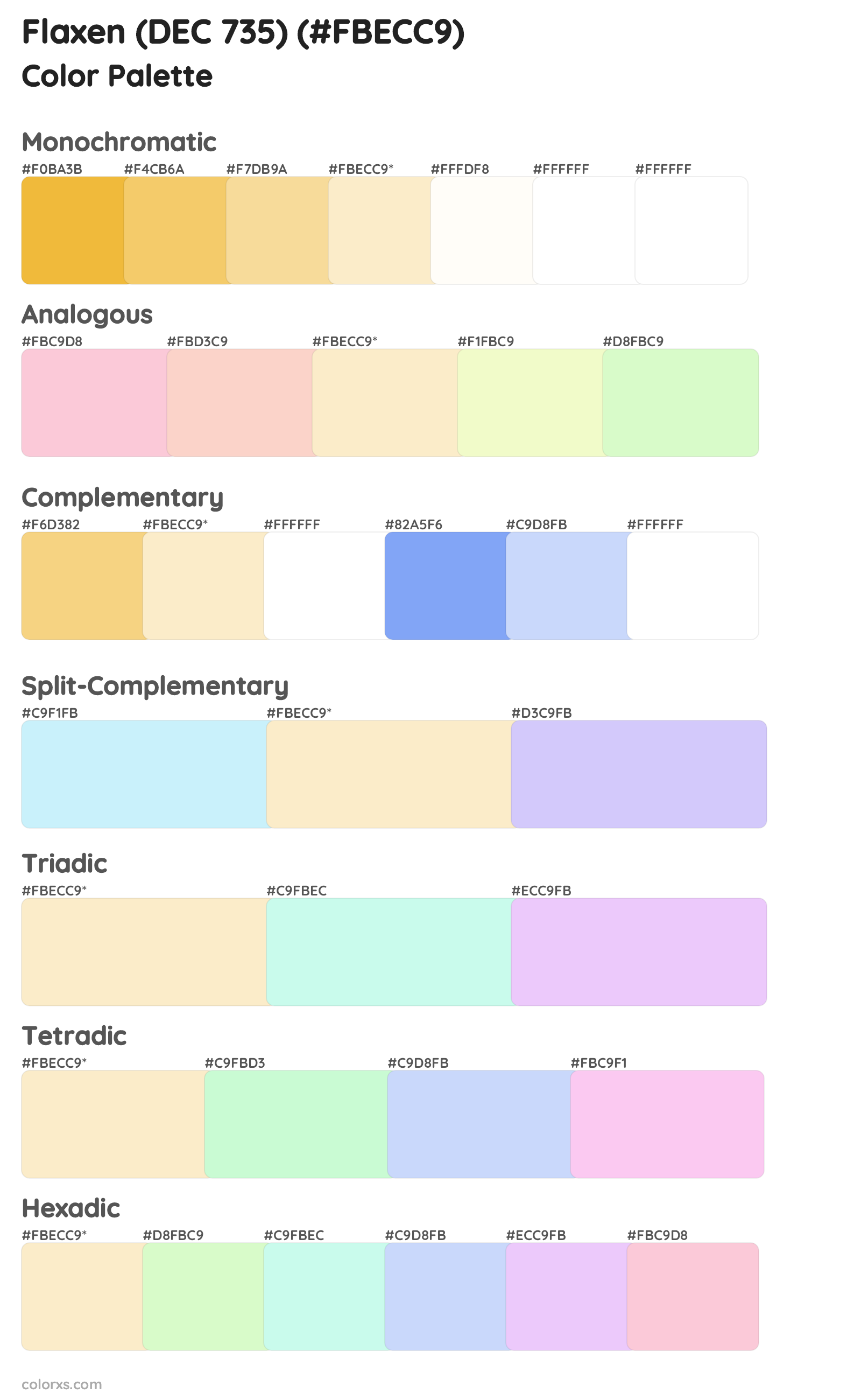 Flaxen (DEC 735) Color Scheme Palettes