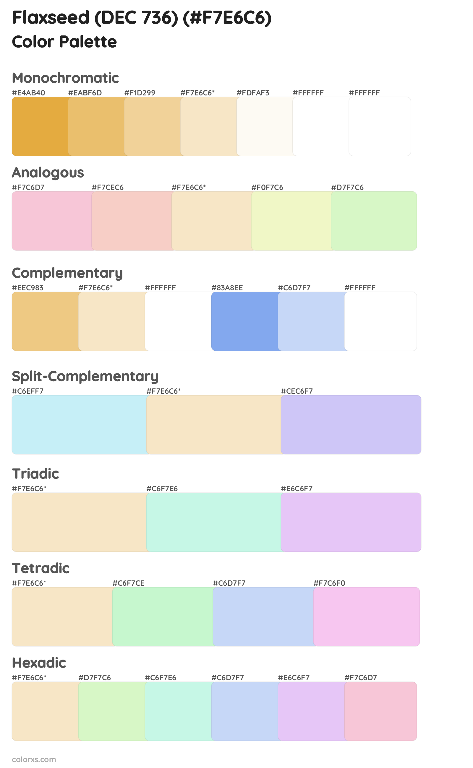 Flaxseed (DEC 736) Color Scheme Palettes