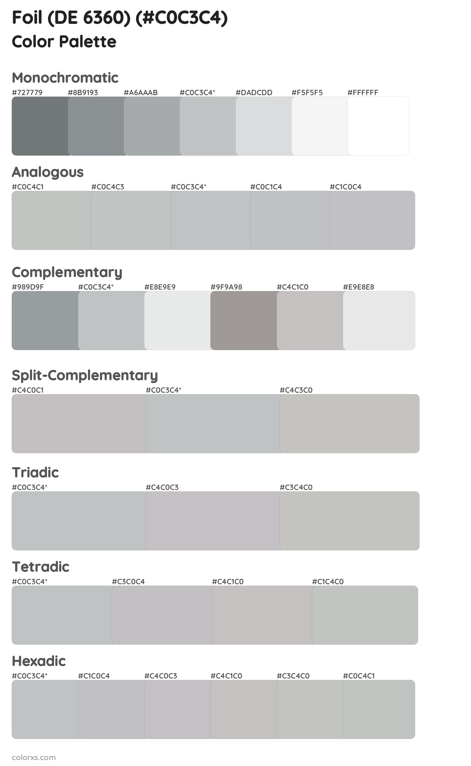 Foil (DE 6360) Color Scheme Palettes