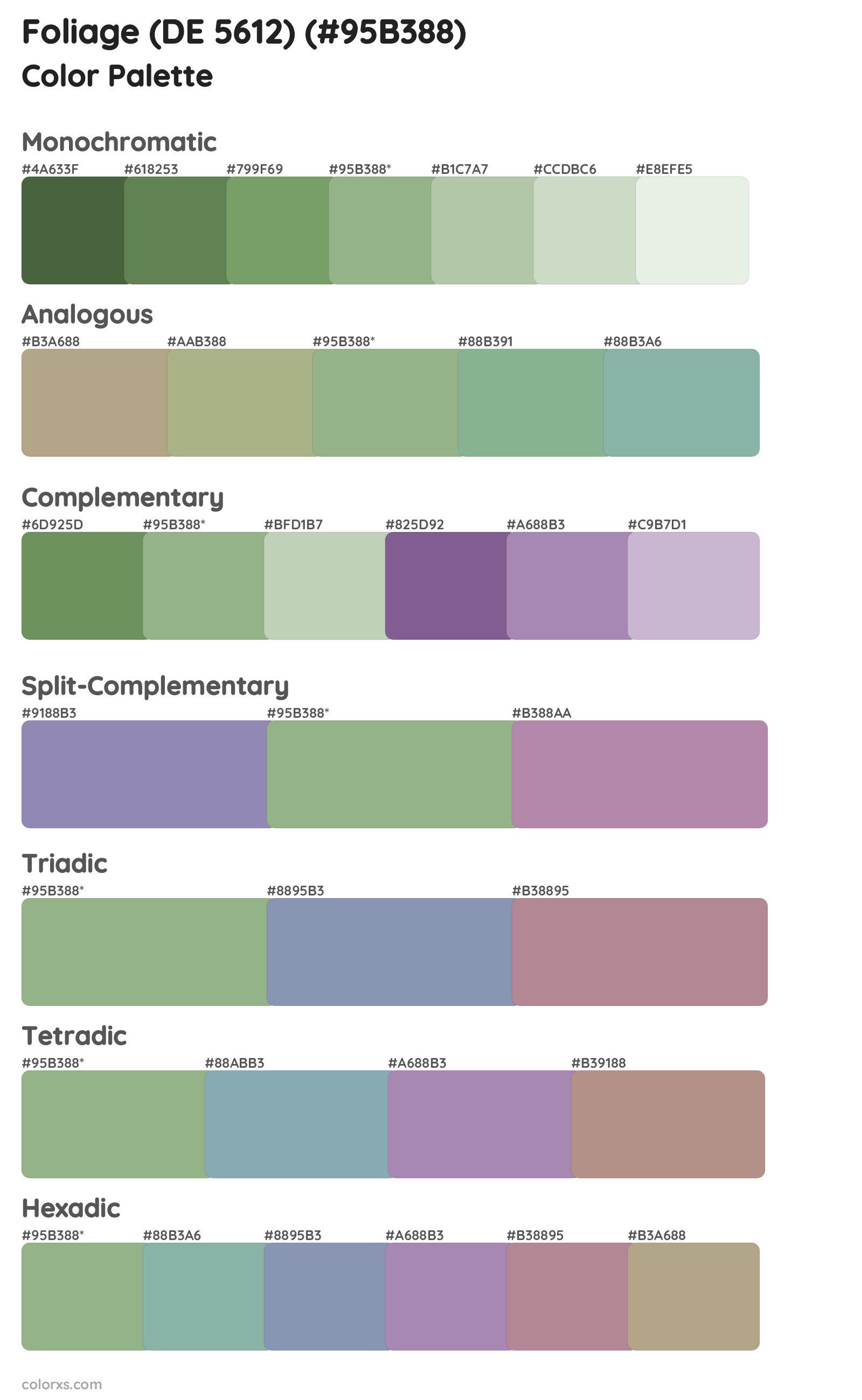 Foliage (DE 5612) Color Scheme Palettes