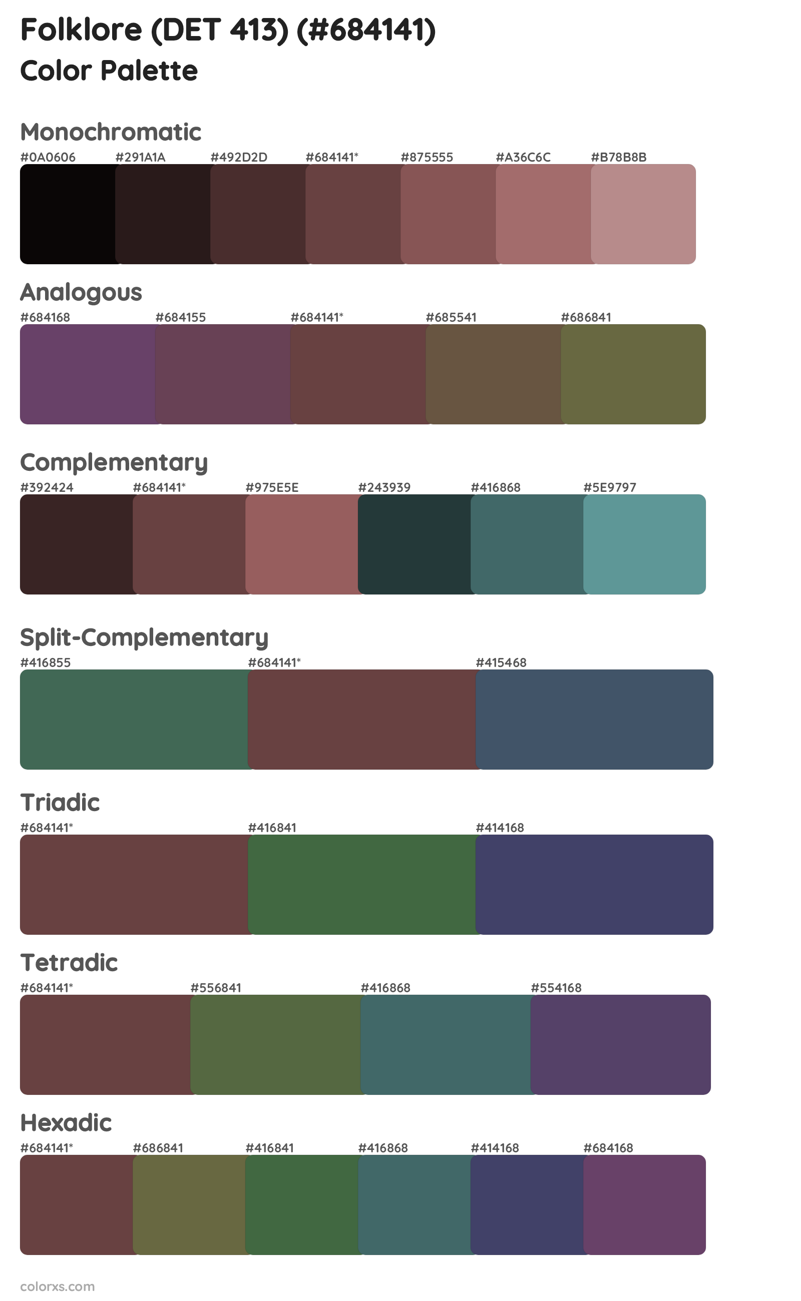 Folklore (DET 413) Color Scheme Palettes