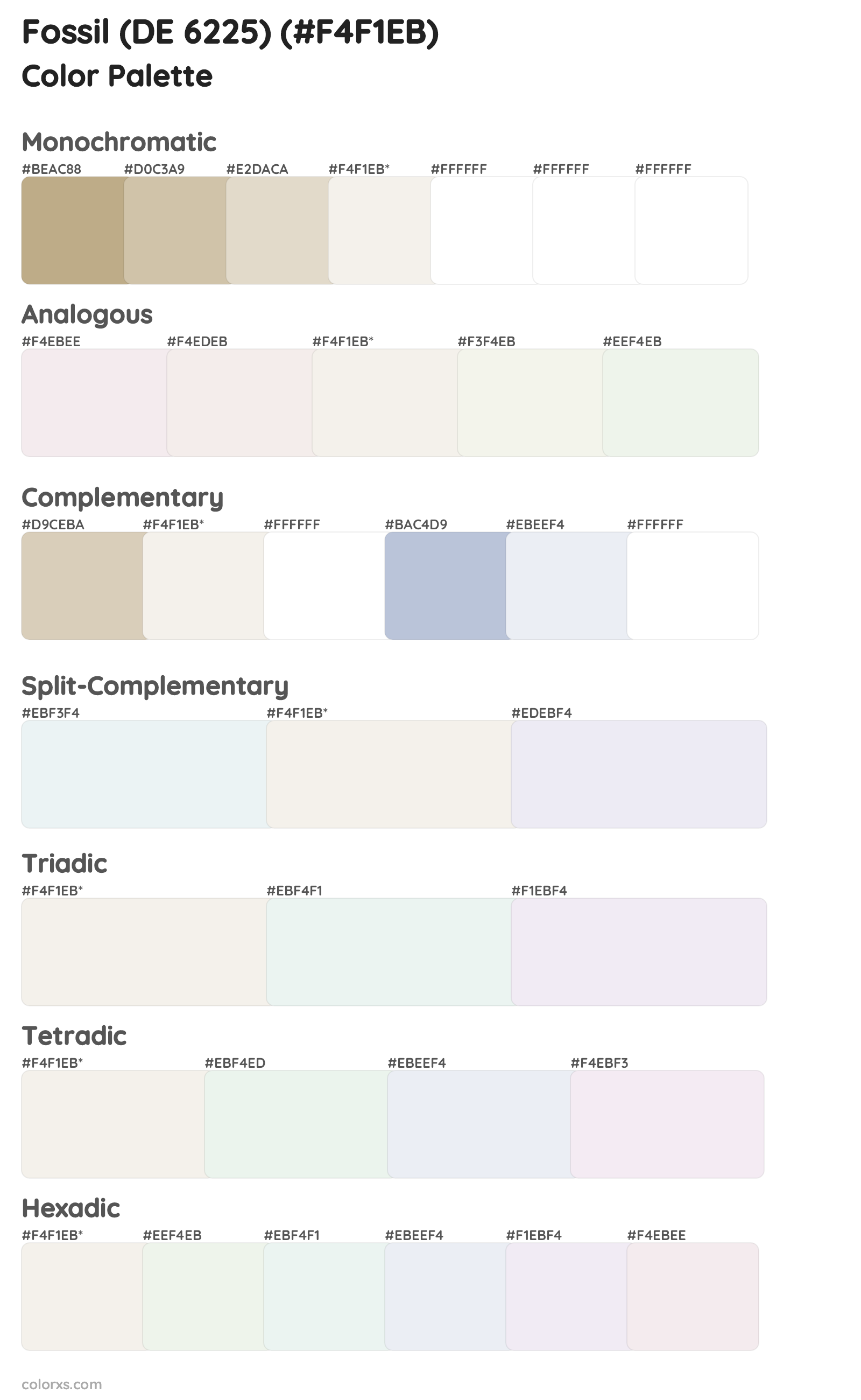 Fossil (DE 6225) Color Scheme Palettes