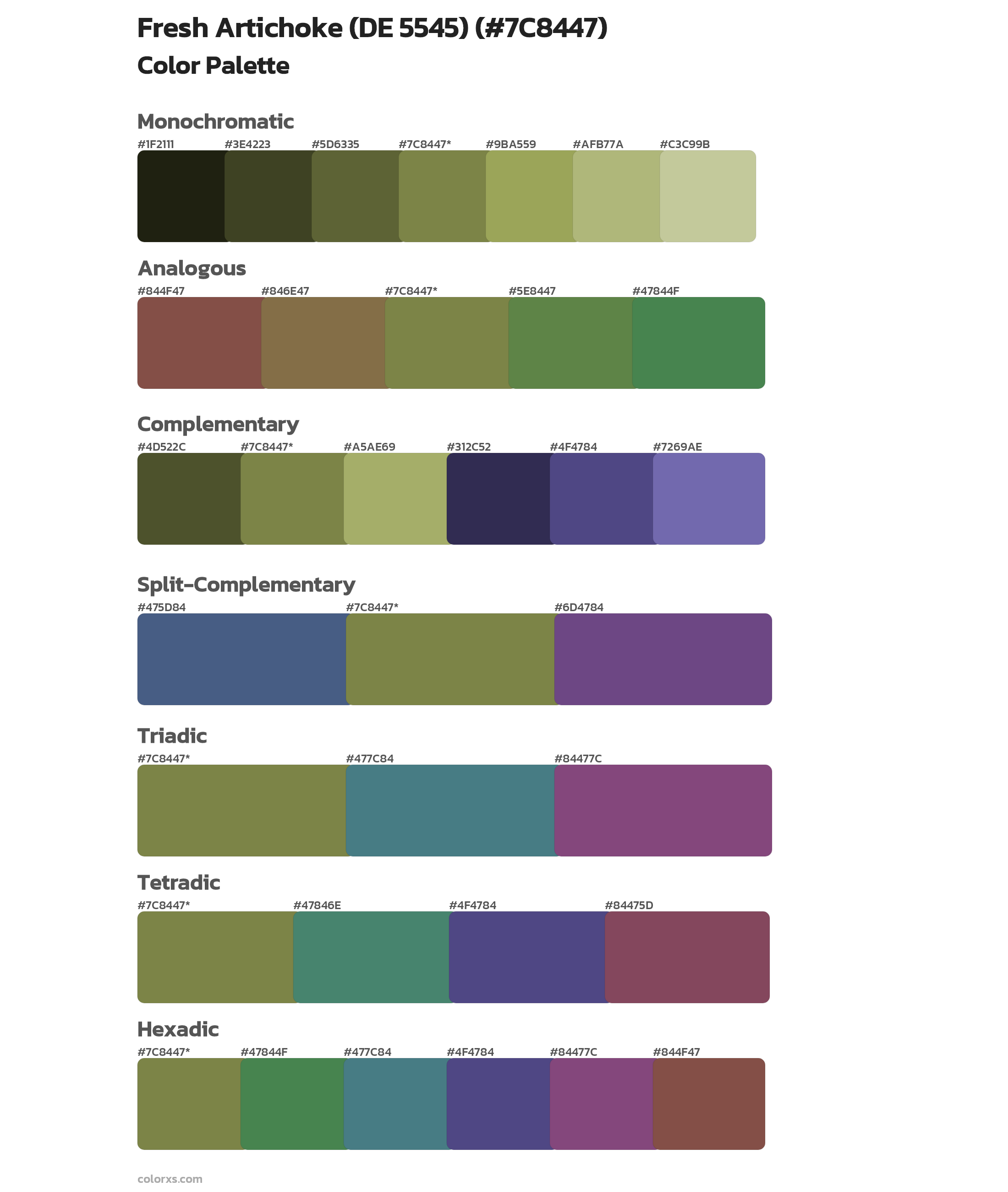 Fresh Artichoke (DE 5545) Color Scheme Palettes