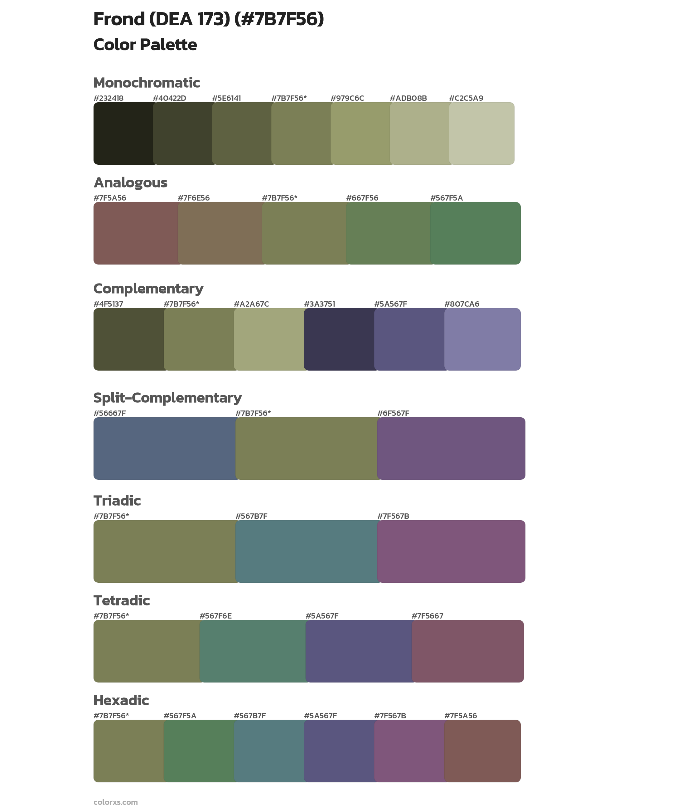 Frond (DEA 173) Color Scheme Palettes