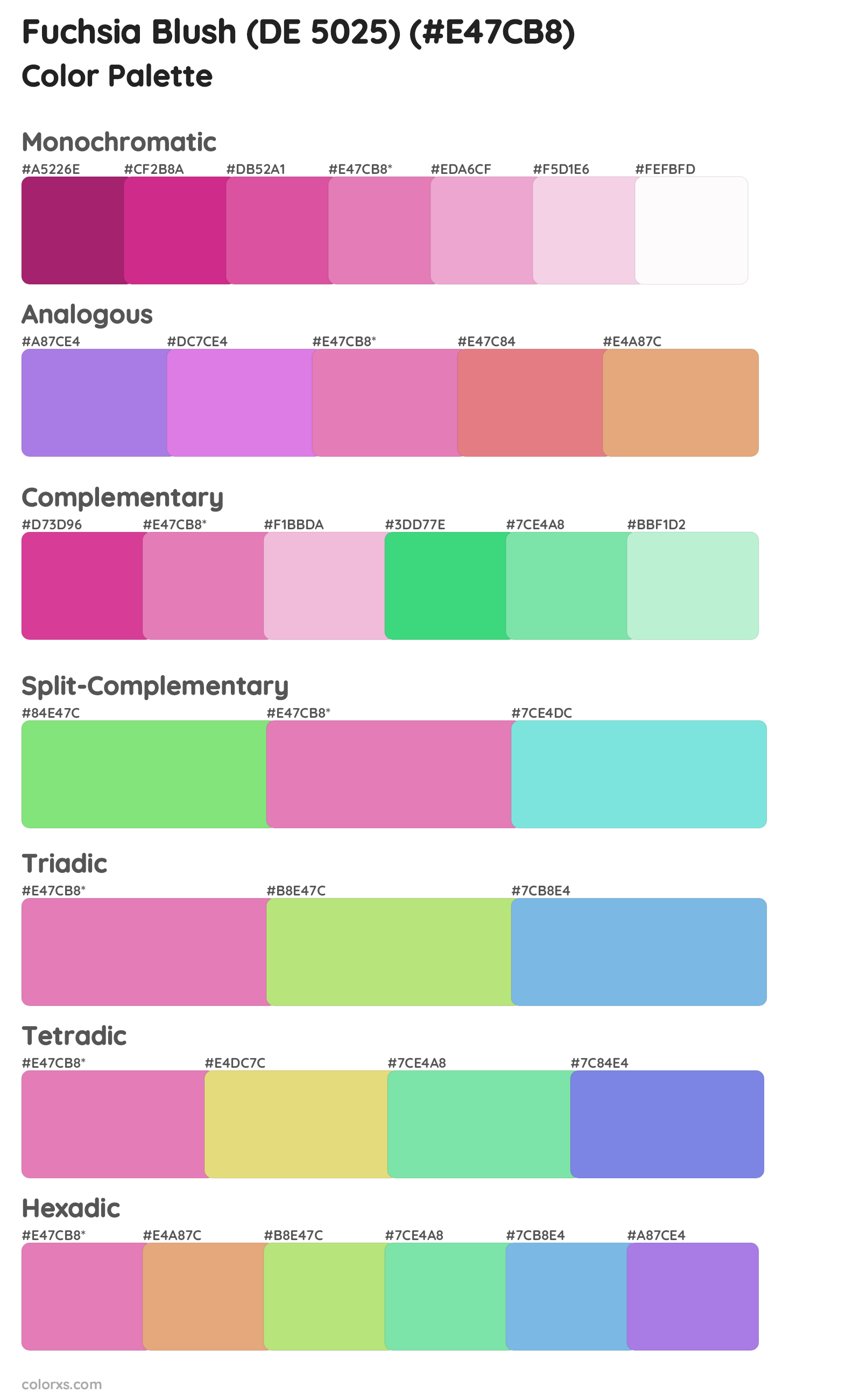 Fuchsia Blush (DE 5025) Color Scheme Palettes