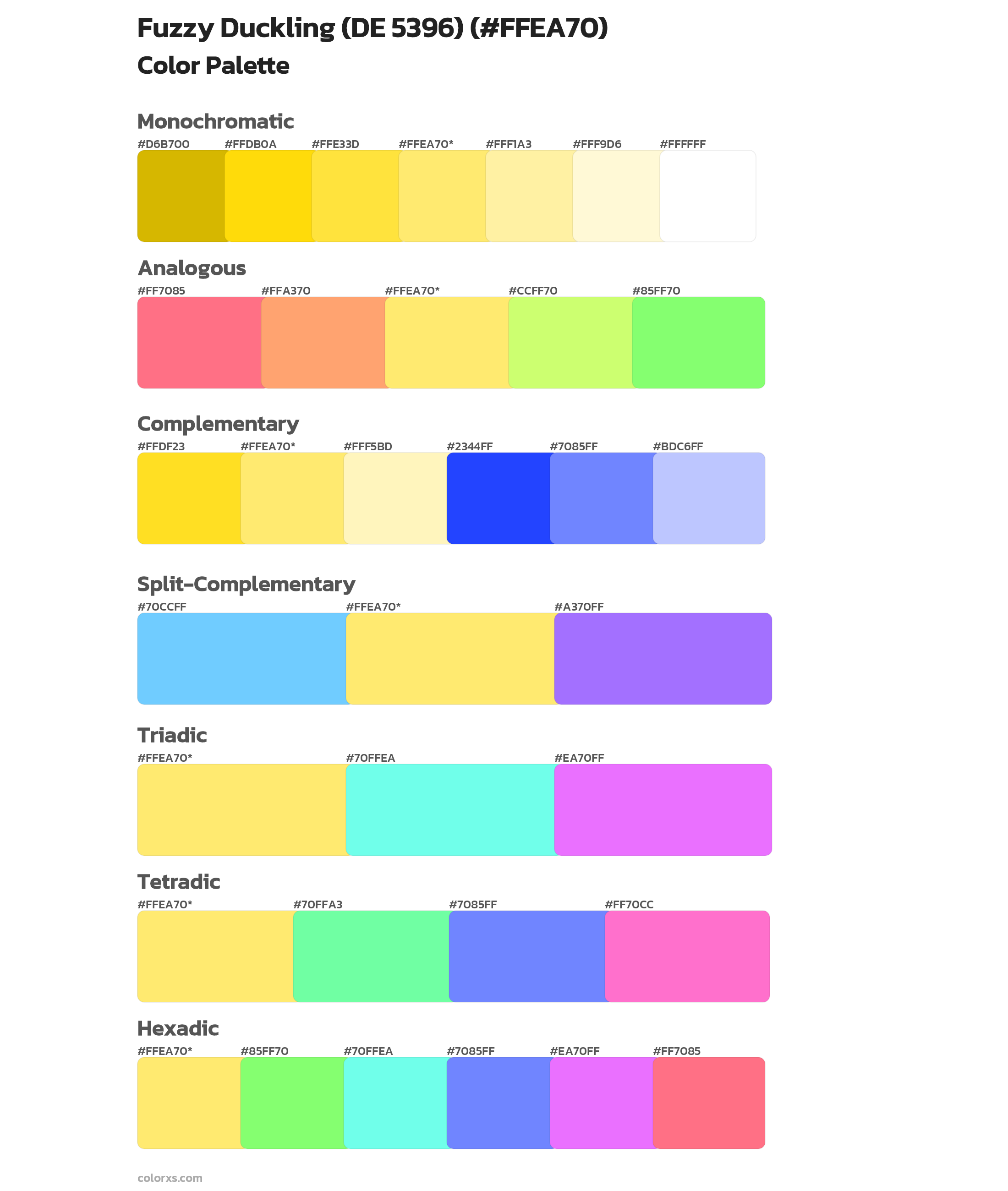 Fuzzy Duckling (DE 5396) Color Scheme Palettes