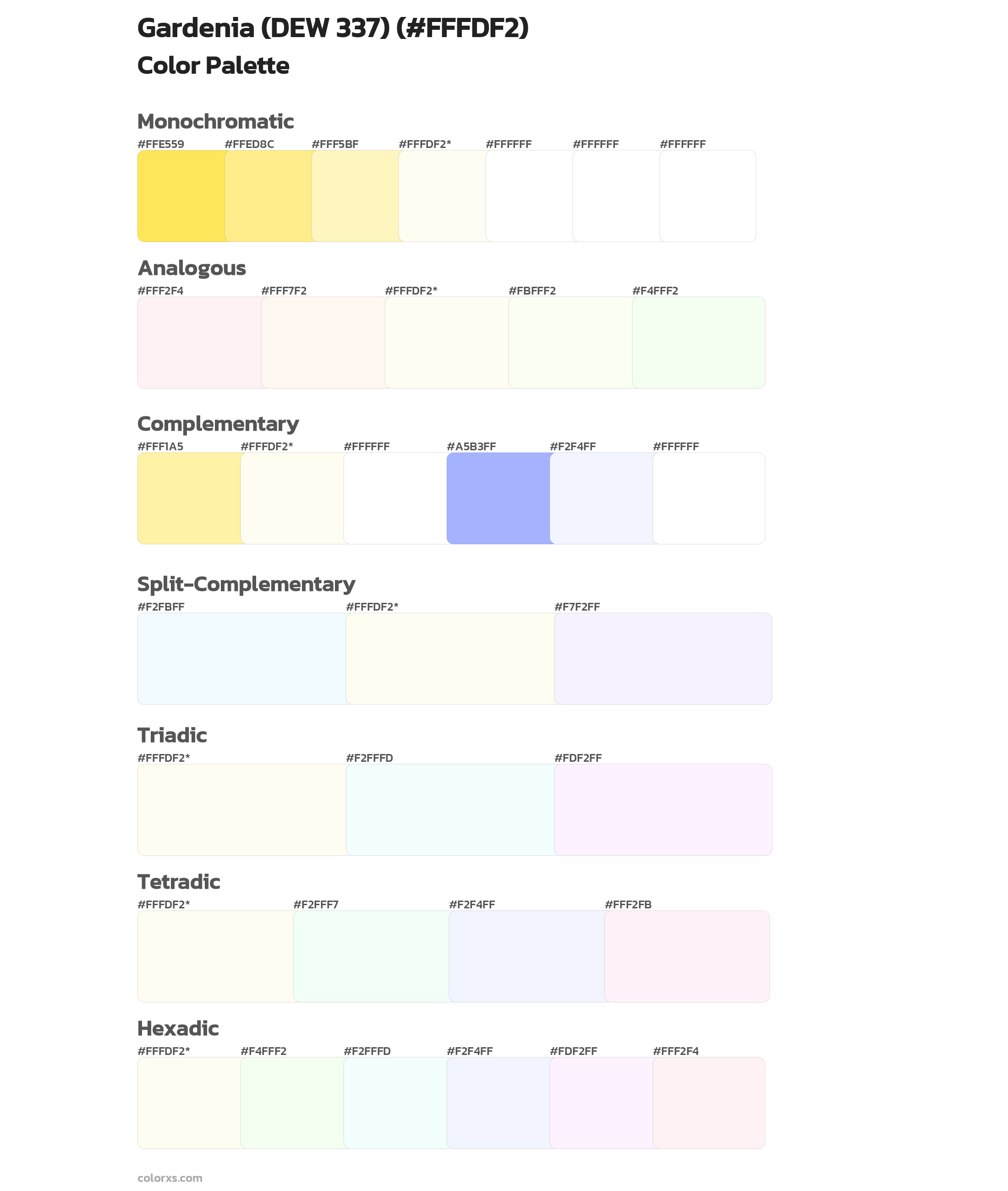 Gardenia (DEW 337) Color Scheme Palettes