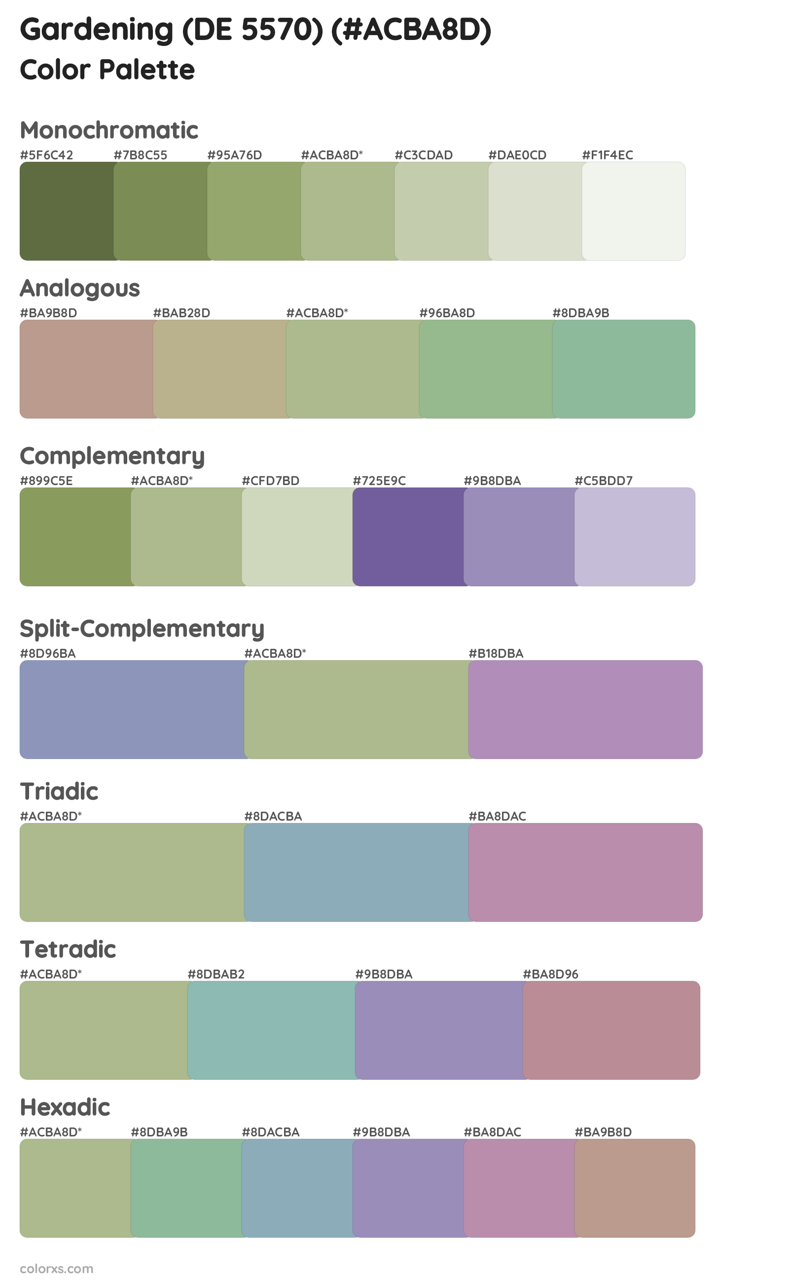 Gardening (DE 5570) Color Scheme Palettes
