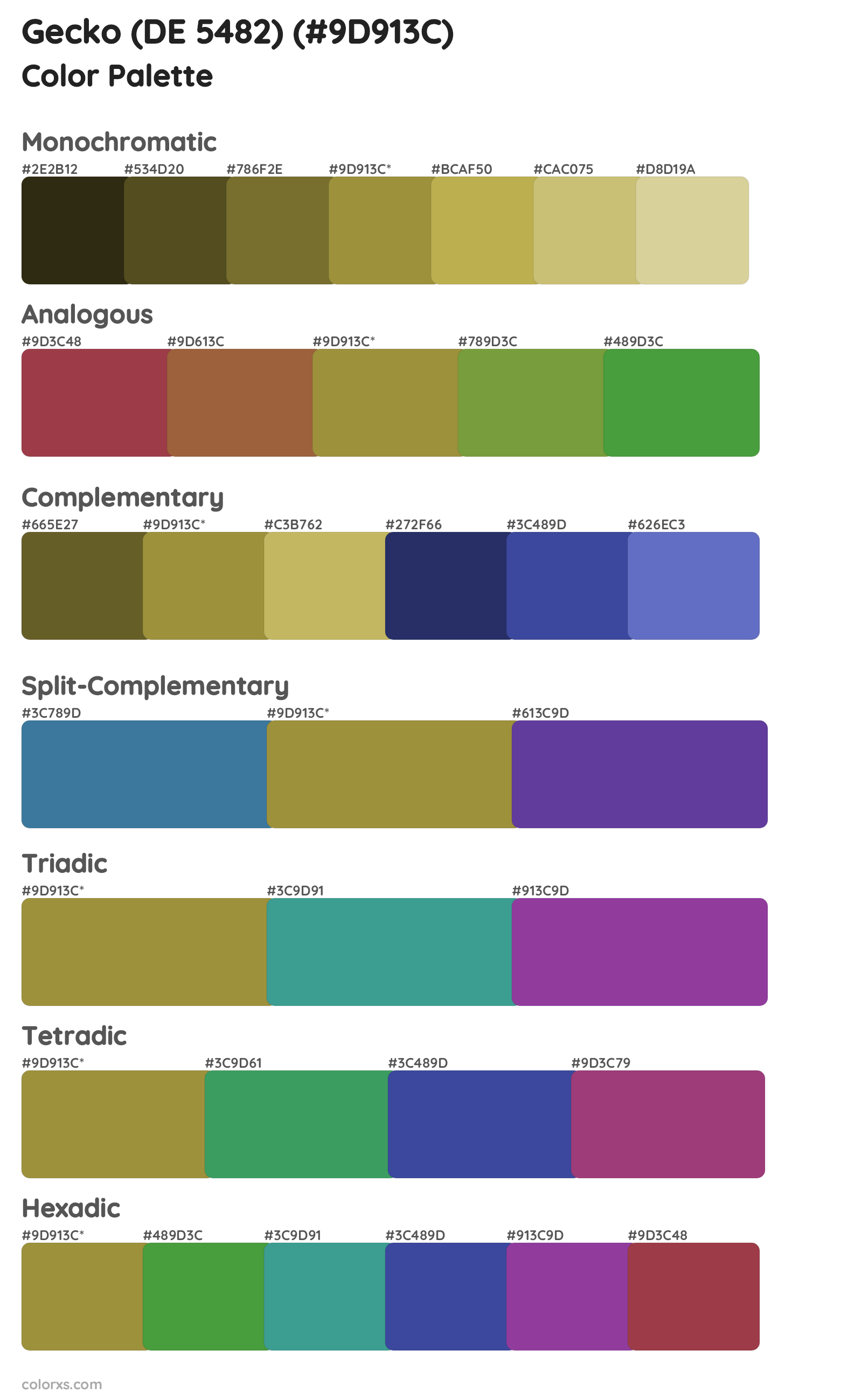 Gecko (DE 5482) Color Scheme Palettes