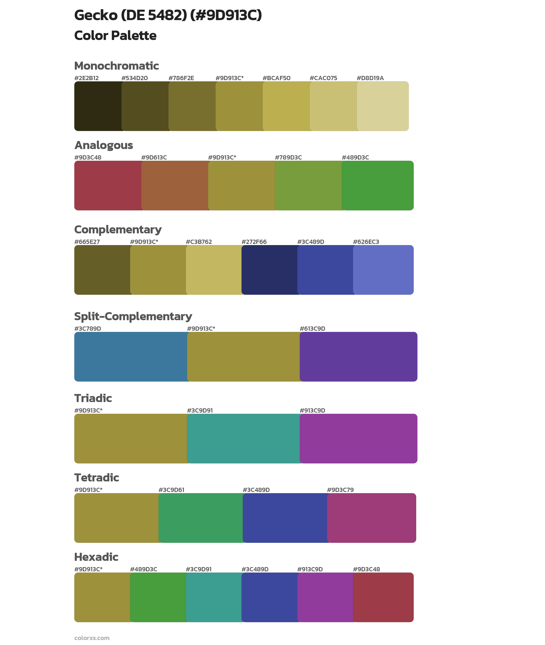 Gecko (DE 5482) Color Scheme Palettes