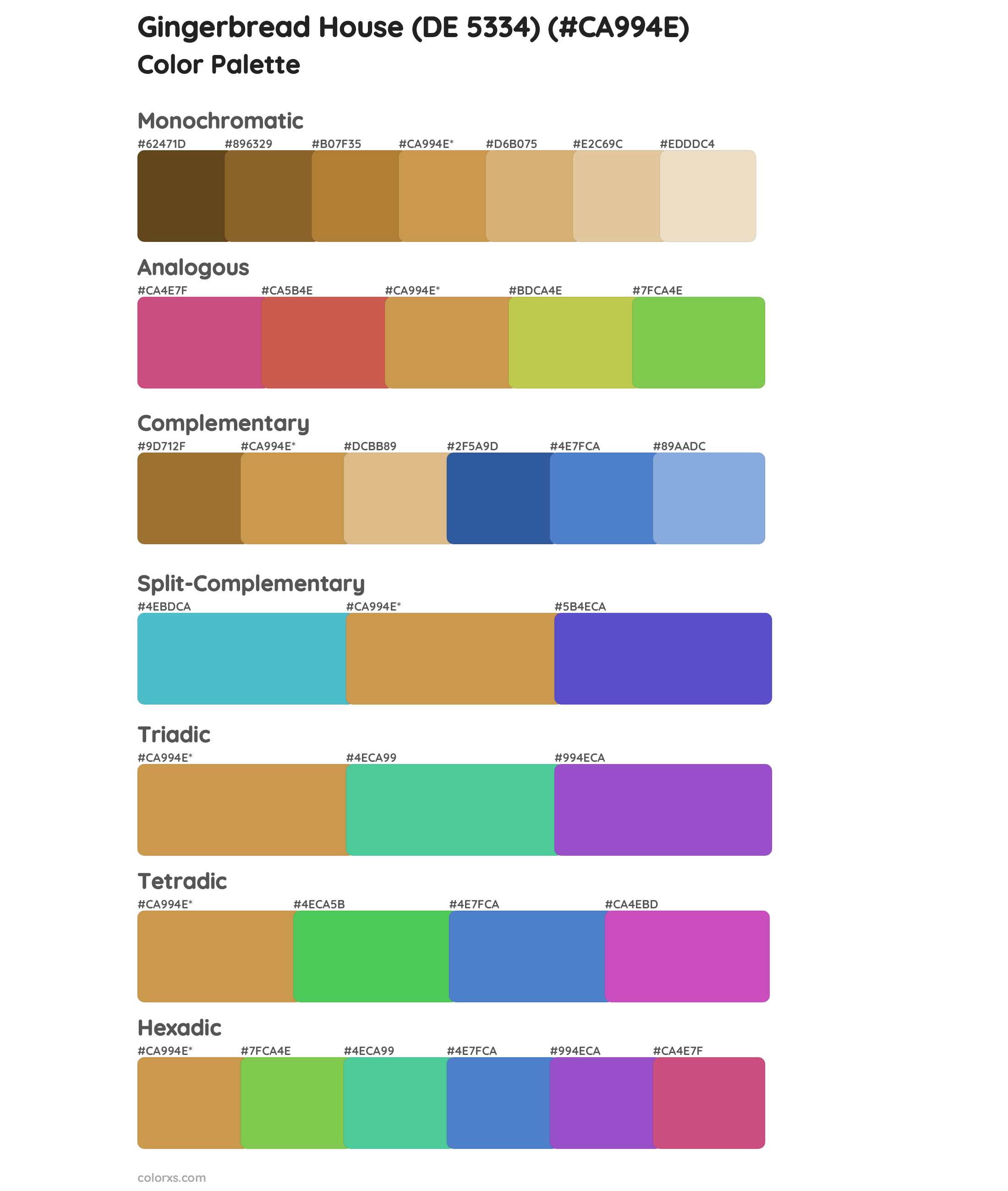 Gingerbread House (DE 5334) Color Scheme Palettes