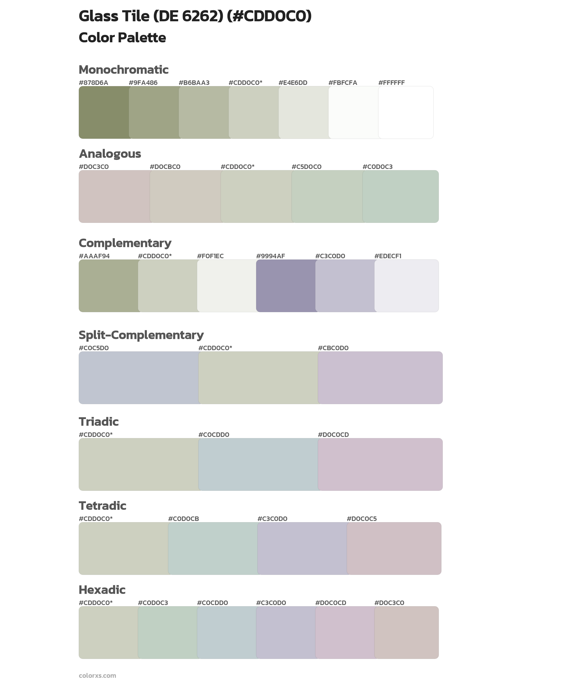 Glass Tile (DE 6262) Color Scheme Palettes