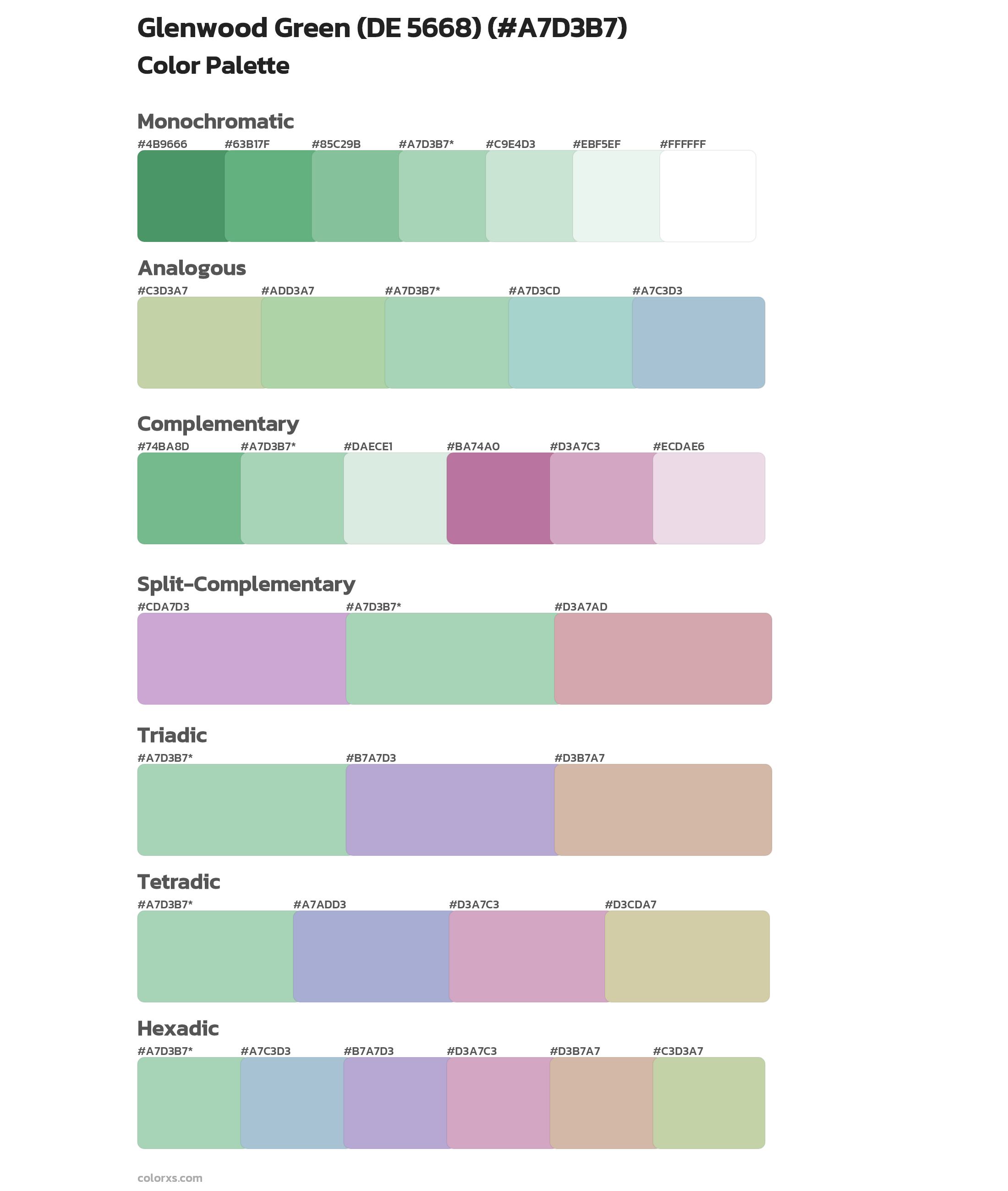 Glenwood Green (DE 5668) Color Scheme Palettes