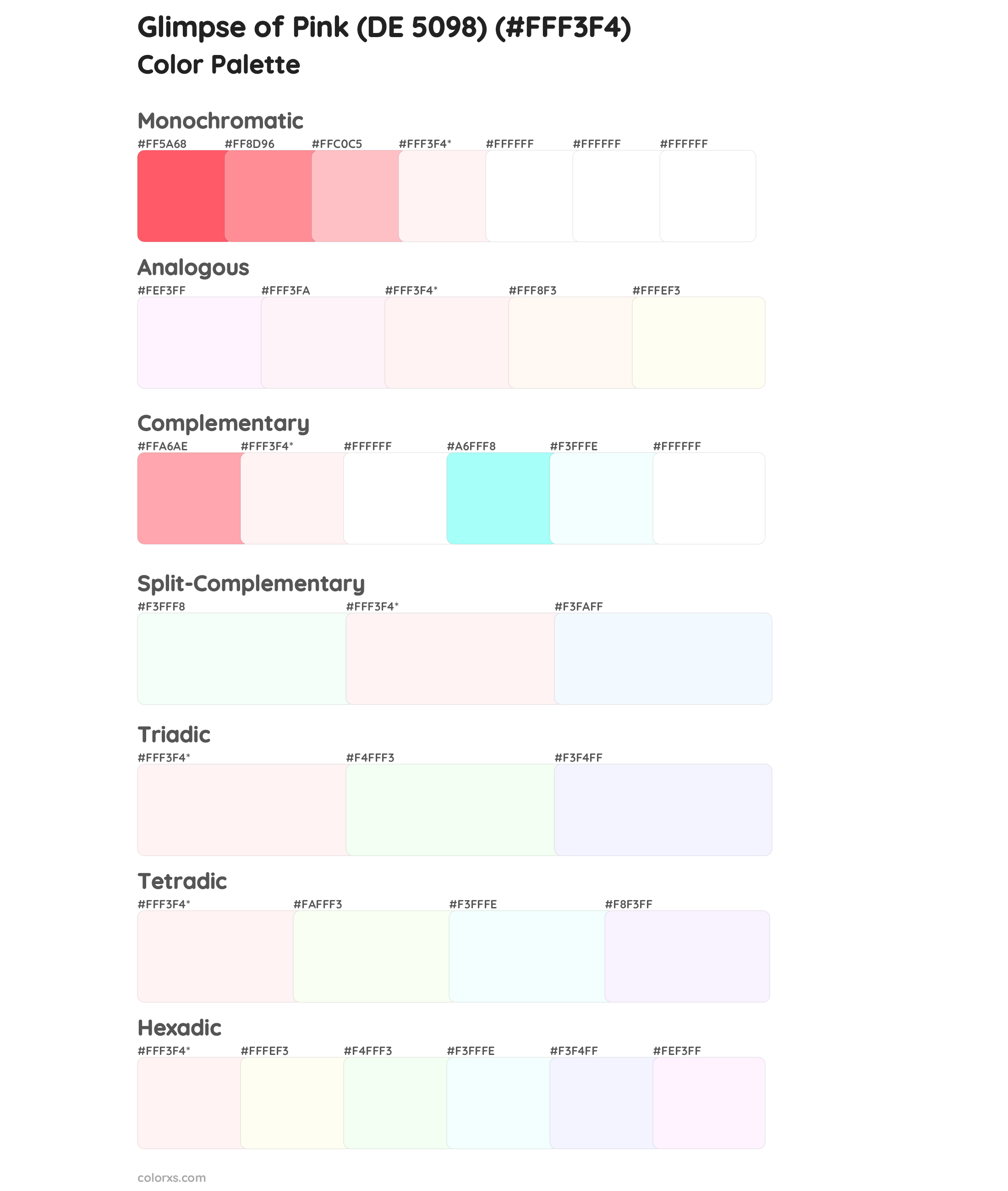 Glimpse of Pink (DE 5098) Color Scheme Palettes