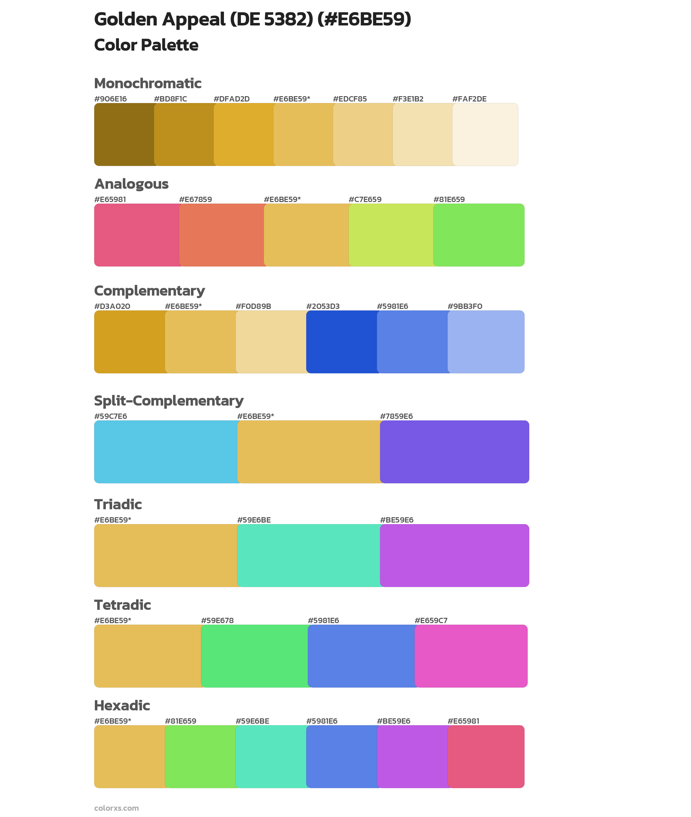 Golden Appeal (DE 5382) Color Scheme Palettes