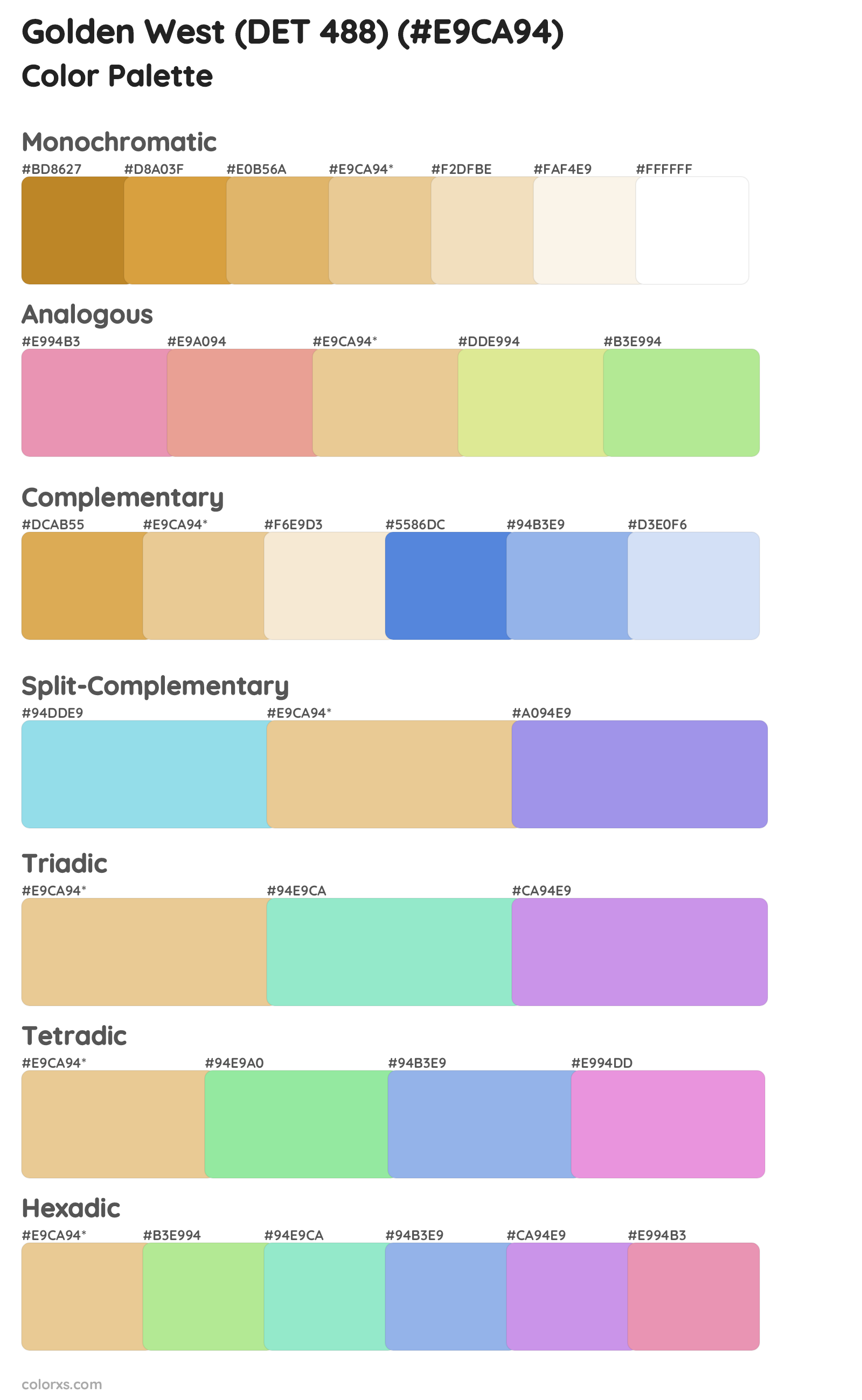 Golden West (DET 488) Color Scheme Palettes