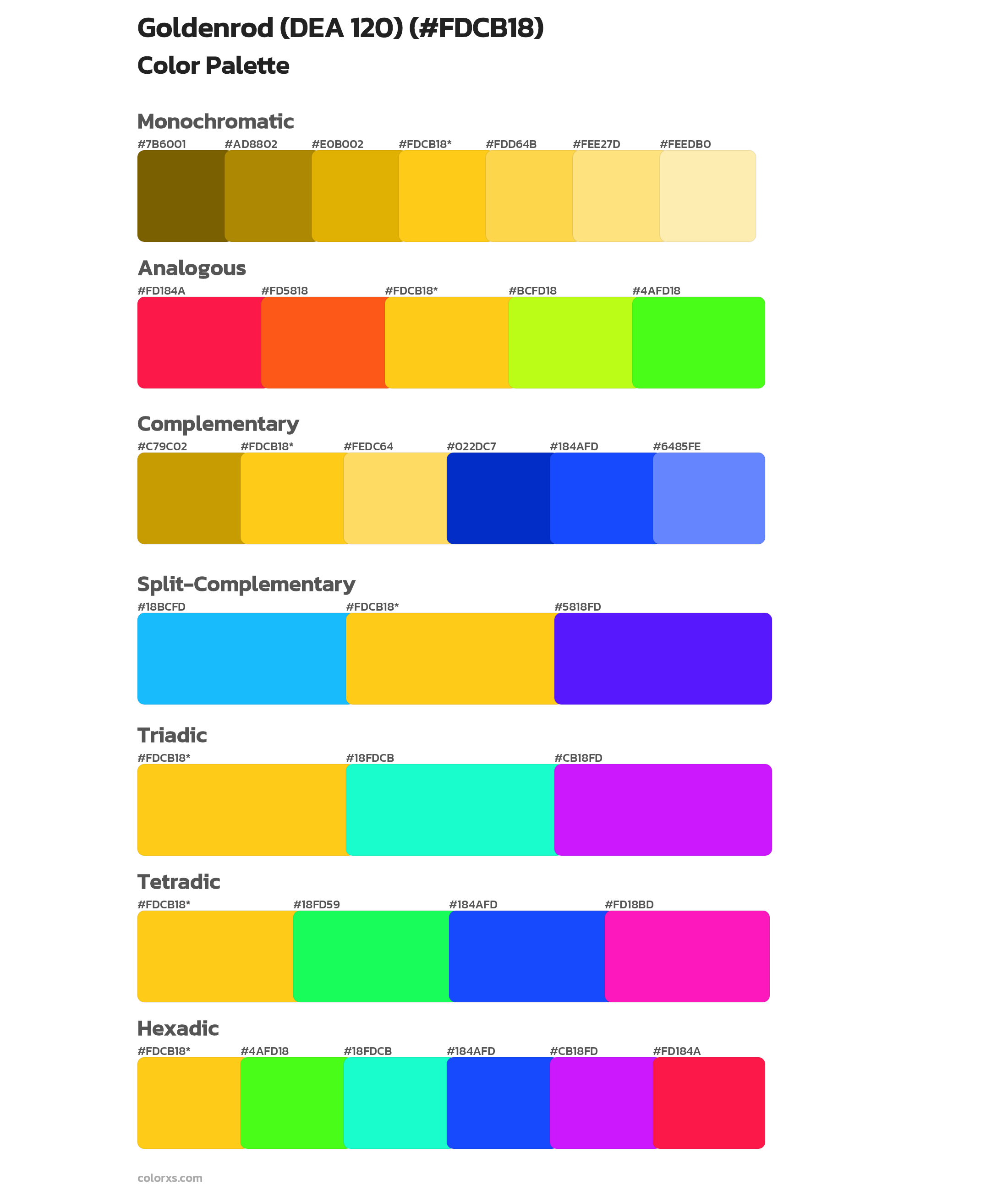 Goldenrod (DEA 120) Color Scheme Palettes