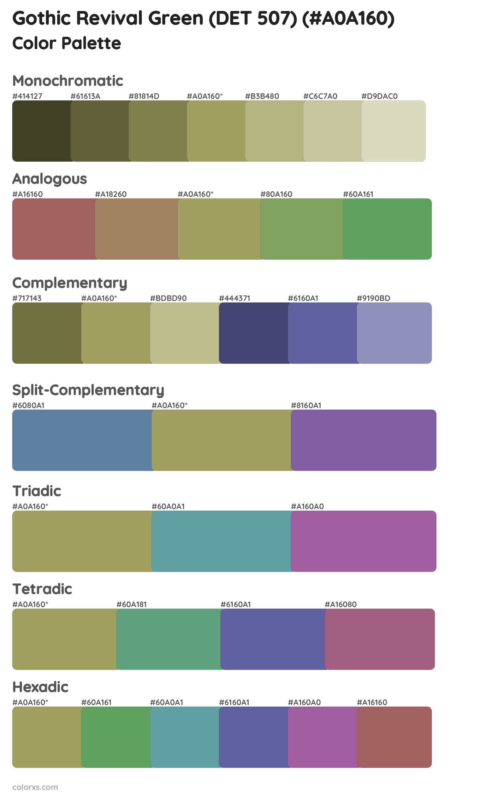 Gothic Revival Green (DET 507) Color Scheme Palettes