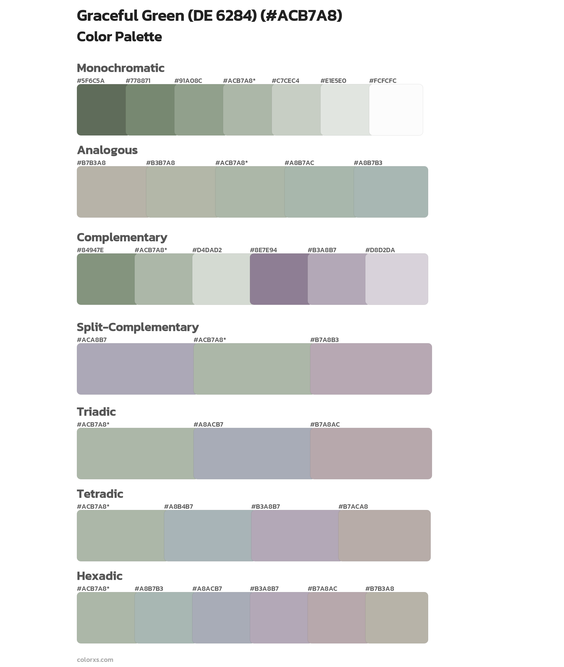 Graceful Green (DE 6284) Color Scheme Palettes